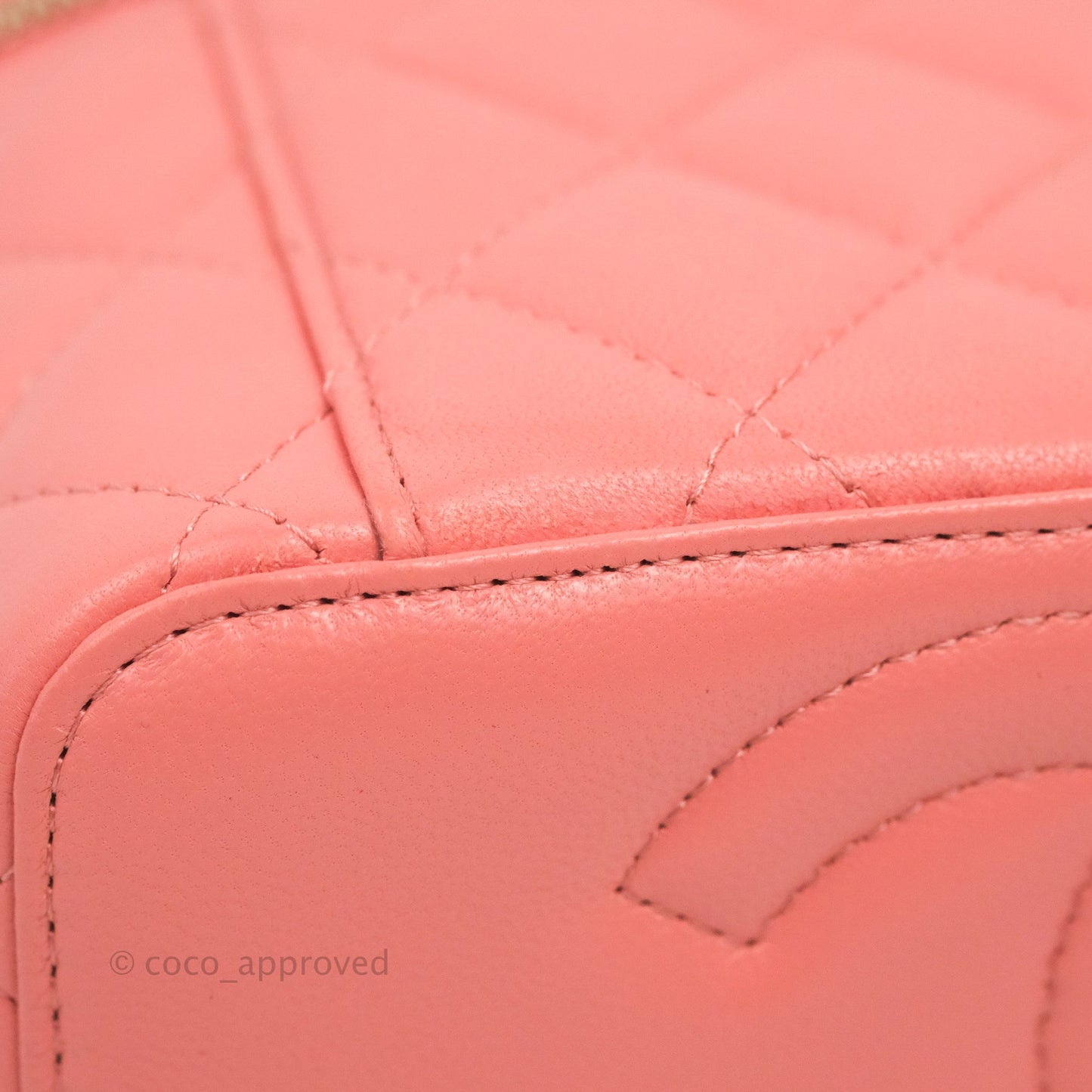 Chanel Vanity Rectangular Top Handle Pink Lambskin Gold Hardware
