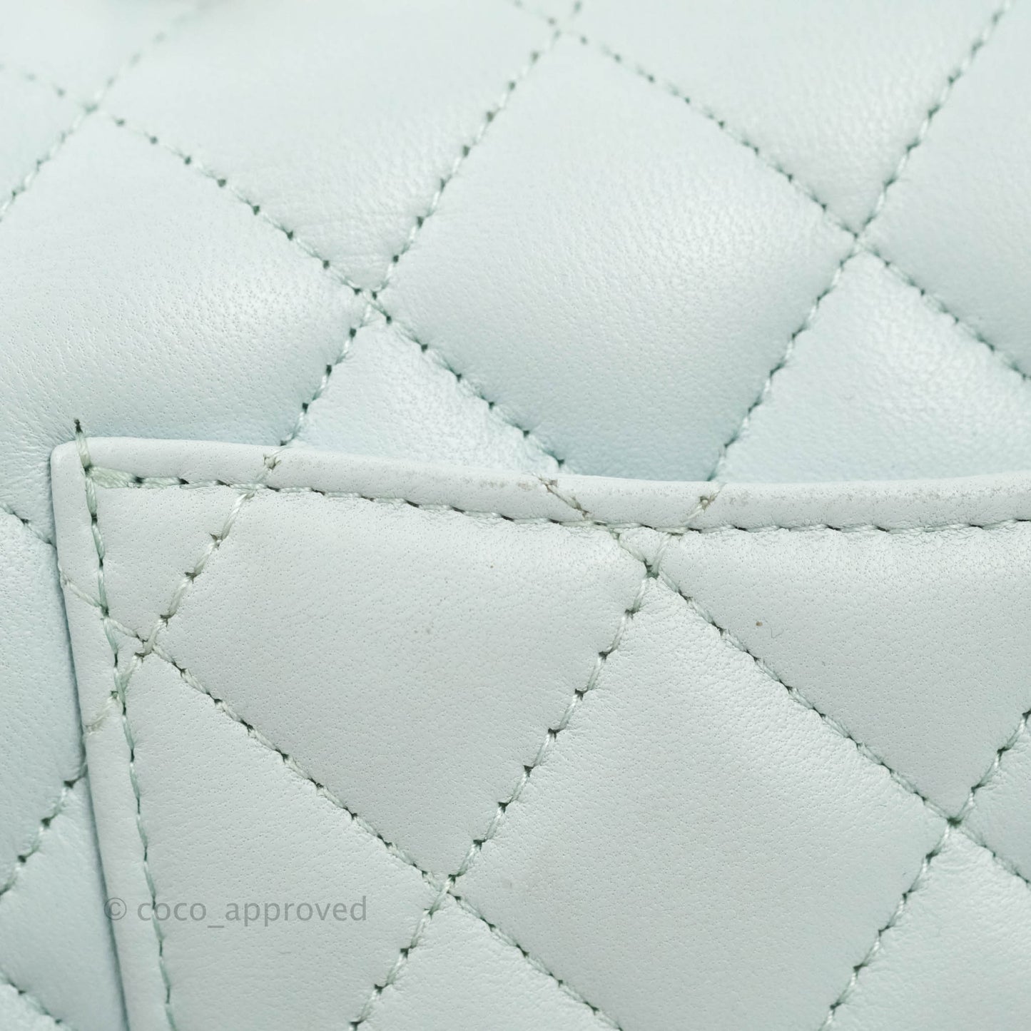 Chanel Top Handle Mini Rectangular Flap Bag Light Blue Lambskin Gold Hardware