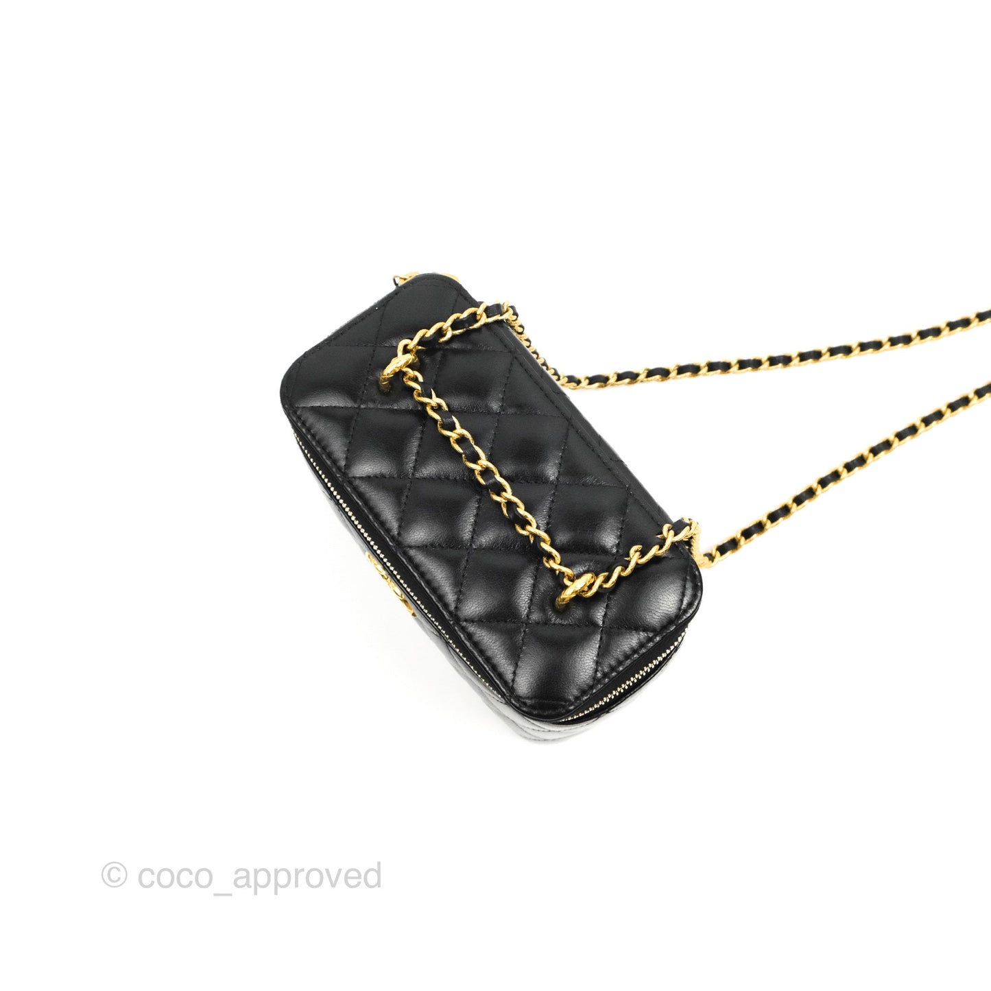 Chanel Vanity with Double Chain Black Shiny Lambskin 23C