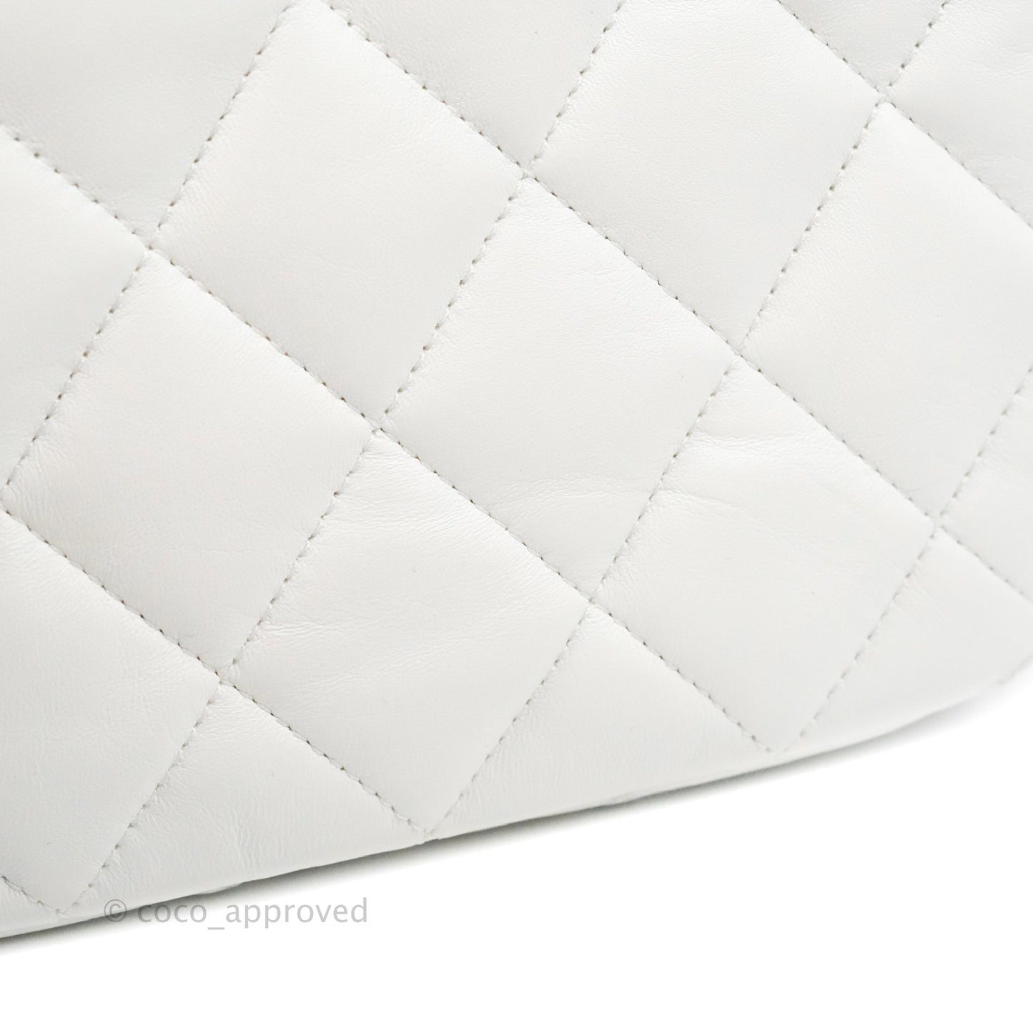 Chanel Small Flap Bag White Lambskin Aged Gold and Lacquered Metal 22S