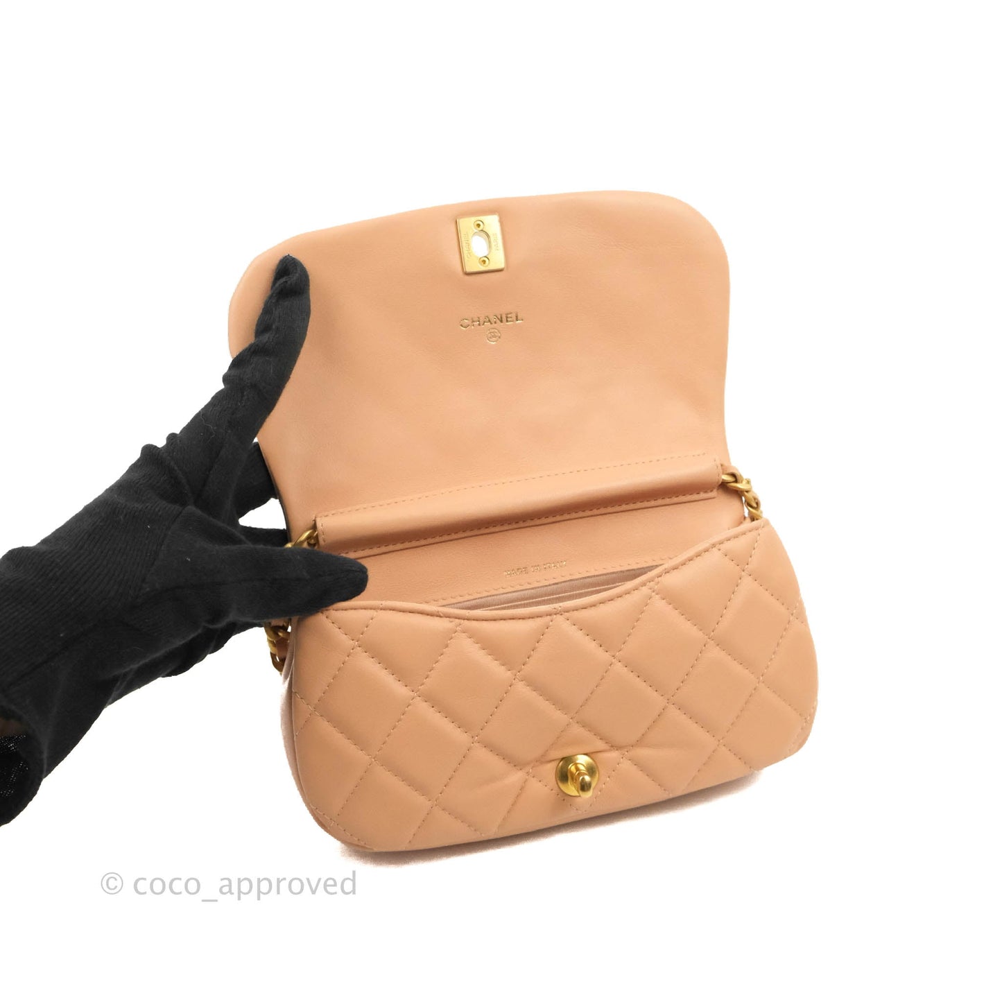 Chanel Clutch with Chain Beige Pink Calfskin Aged Gold Hardware
