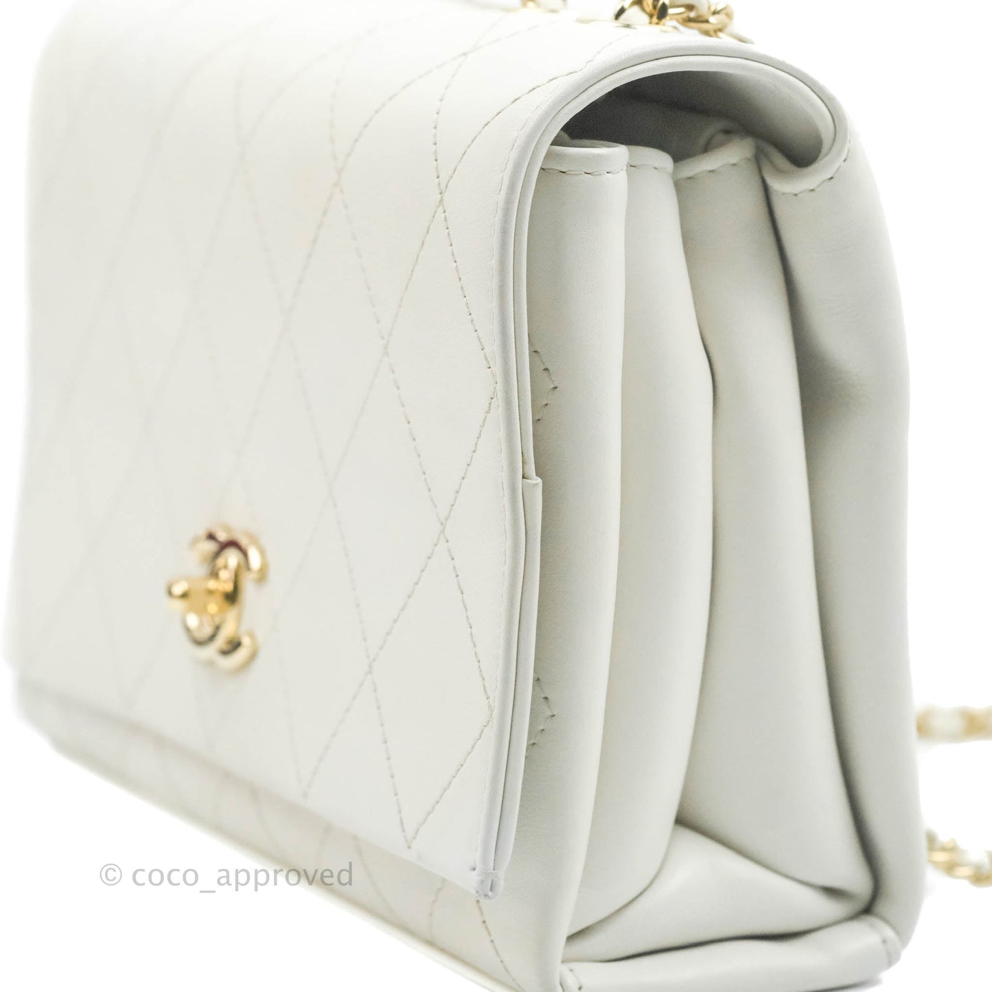 Chanel Flap Bag White Calfskin Gold Hardware 19S
