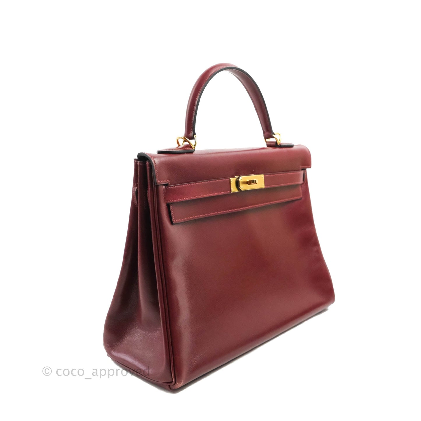 Hermès Vintage Kelly Retourne 32 Dark Red Gold Hardware