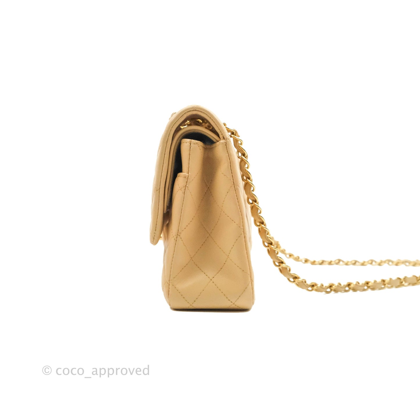 Chanel Classic M/L Medium Flap Quilted Beige Lambskin Gold Hardware