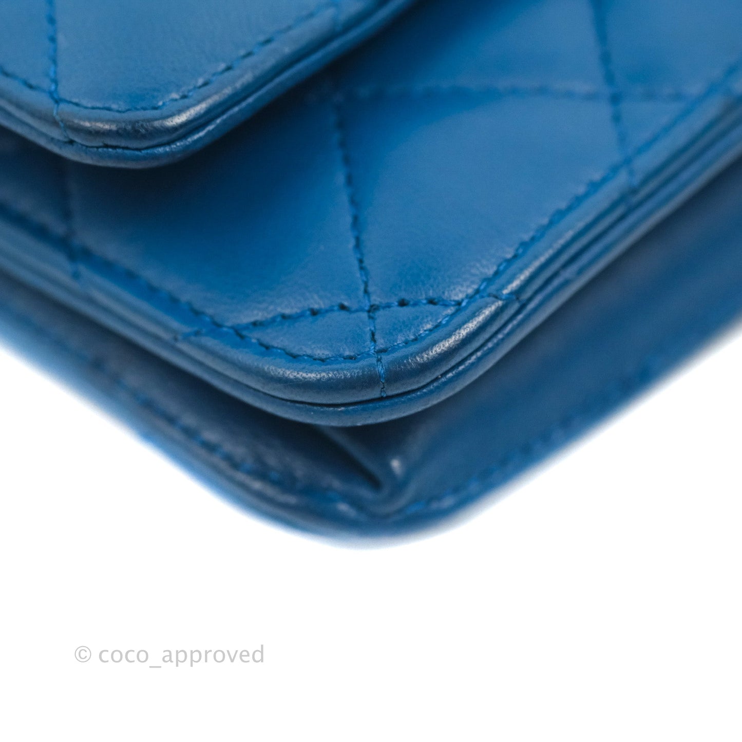 Chanel Quilted Classic Wallet on Chain WOC Blue Lambskin Gold Hardware