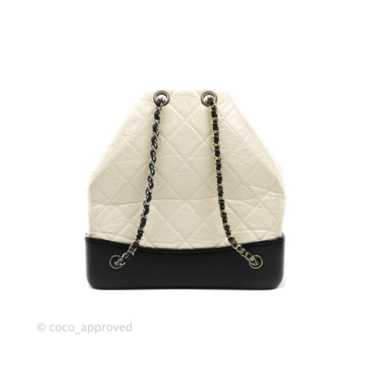 Chanel Small Gabrielle Backpack White Black Aged Calfskin