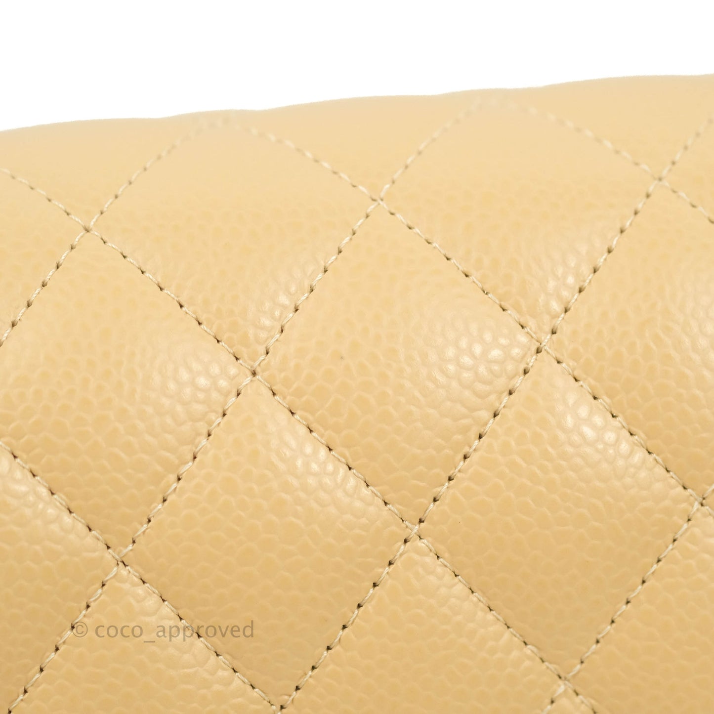 Chanel Classic M/L Medium Flap Quilted Beige Caviar Gold Hardware