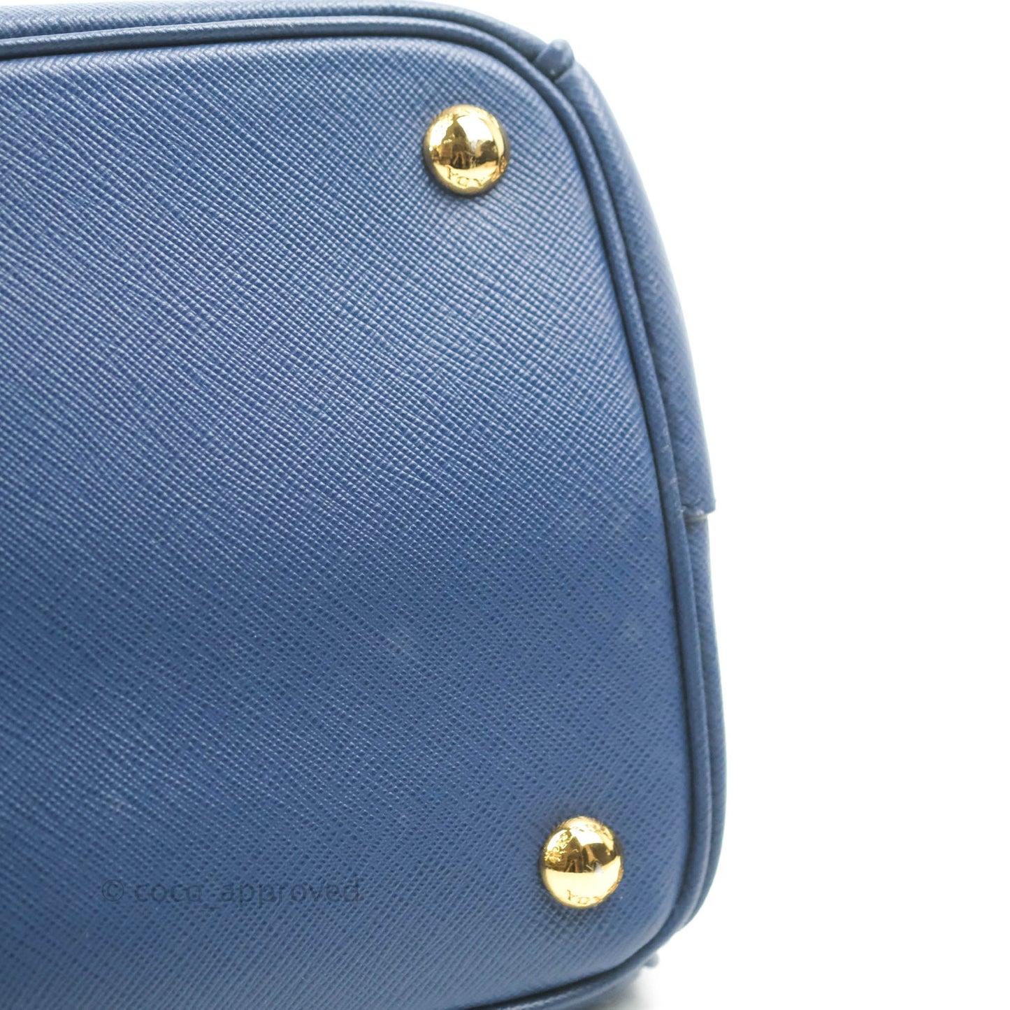 Prada Double Zip Lux Saffiano Dark Blue Large Tote Bag