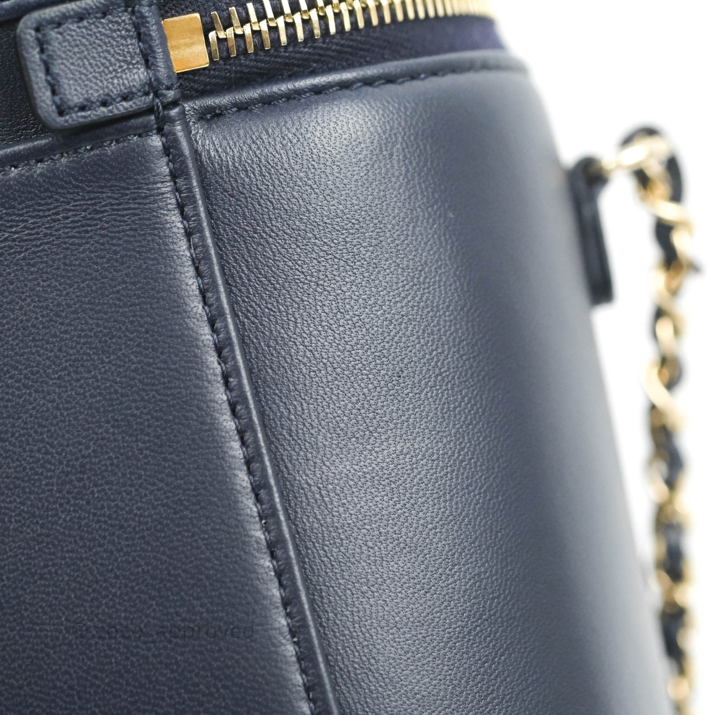 Chanel CC Mania Vanity Case Navy Lambskin Gold Hardware