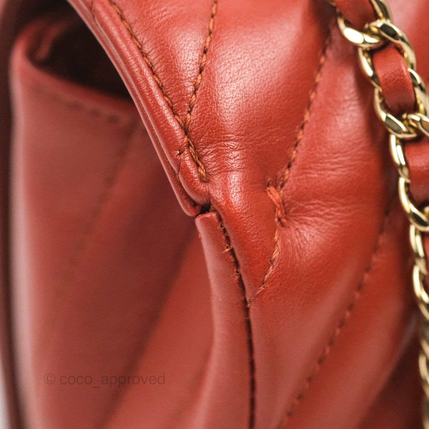 Chanel Small Statement Chevron Flap Bag Red Calfskin Gold Hardware