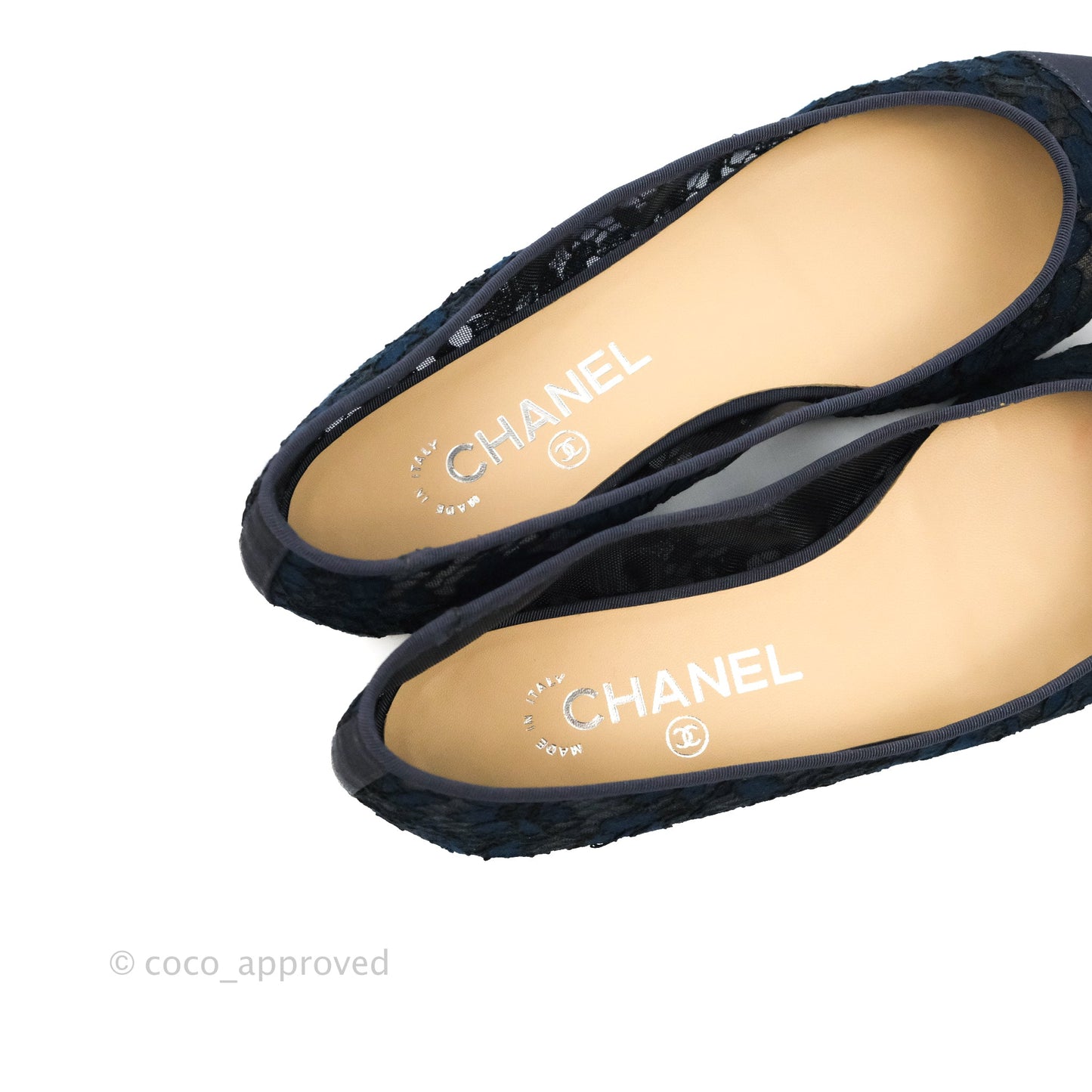 Chanel Lace Ballerina Flats Navy Size 38