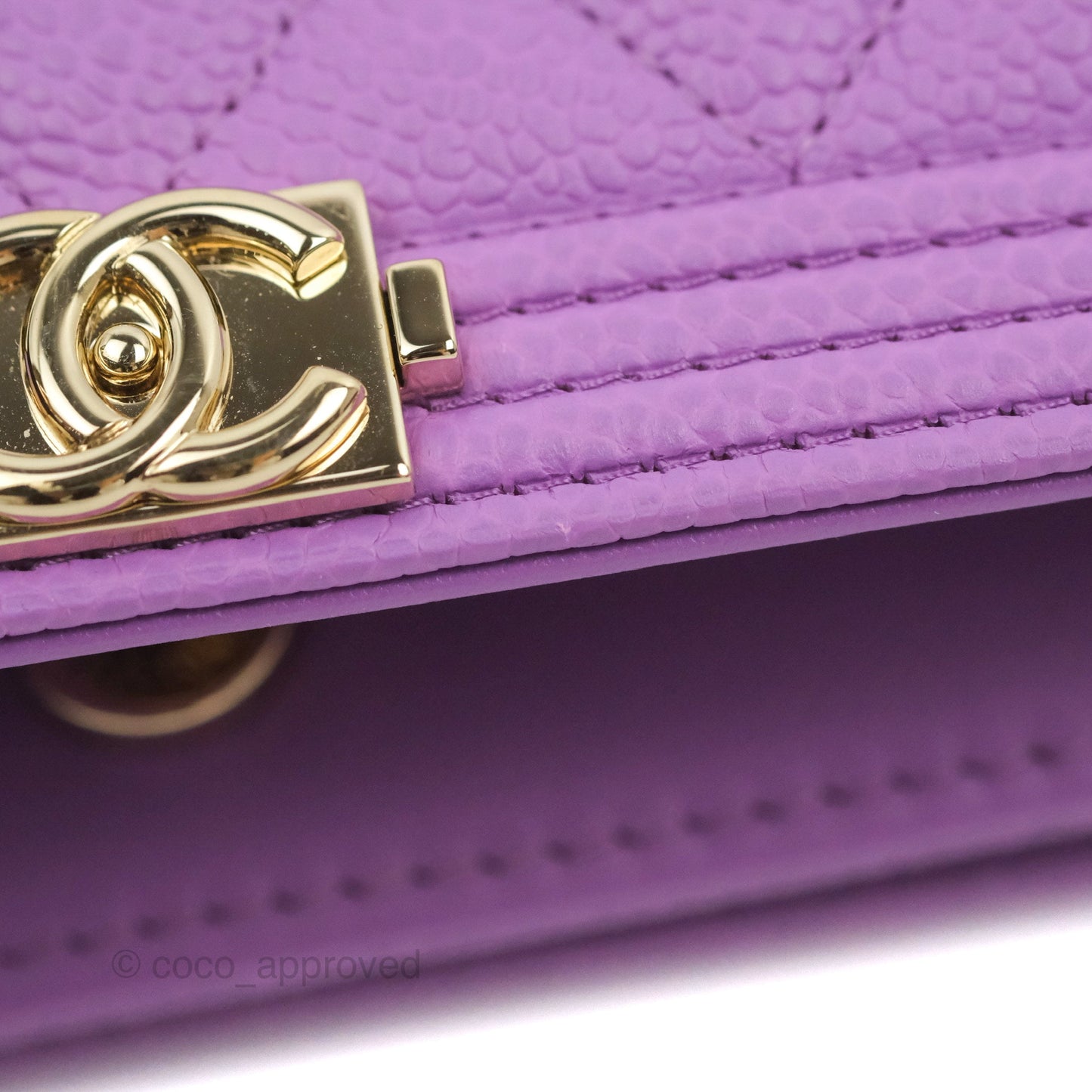Chanel Quilted Boy Wallet on Chain WOC Purple Caviar Gold Hardware