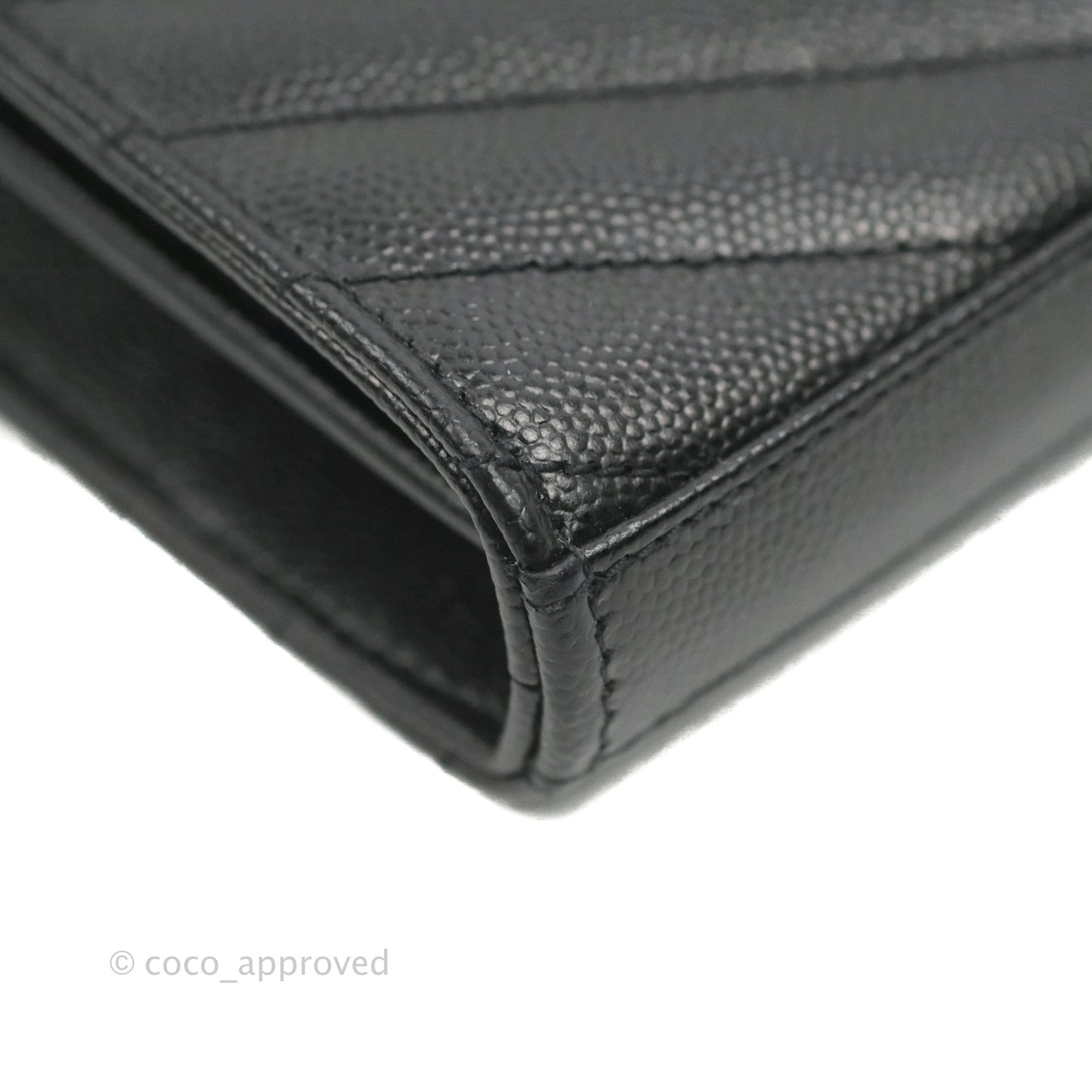 Saint Laurent Wallet on Chain Large Black Grained Leather Gold Hardware