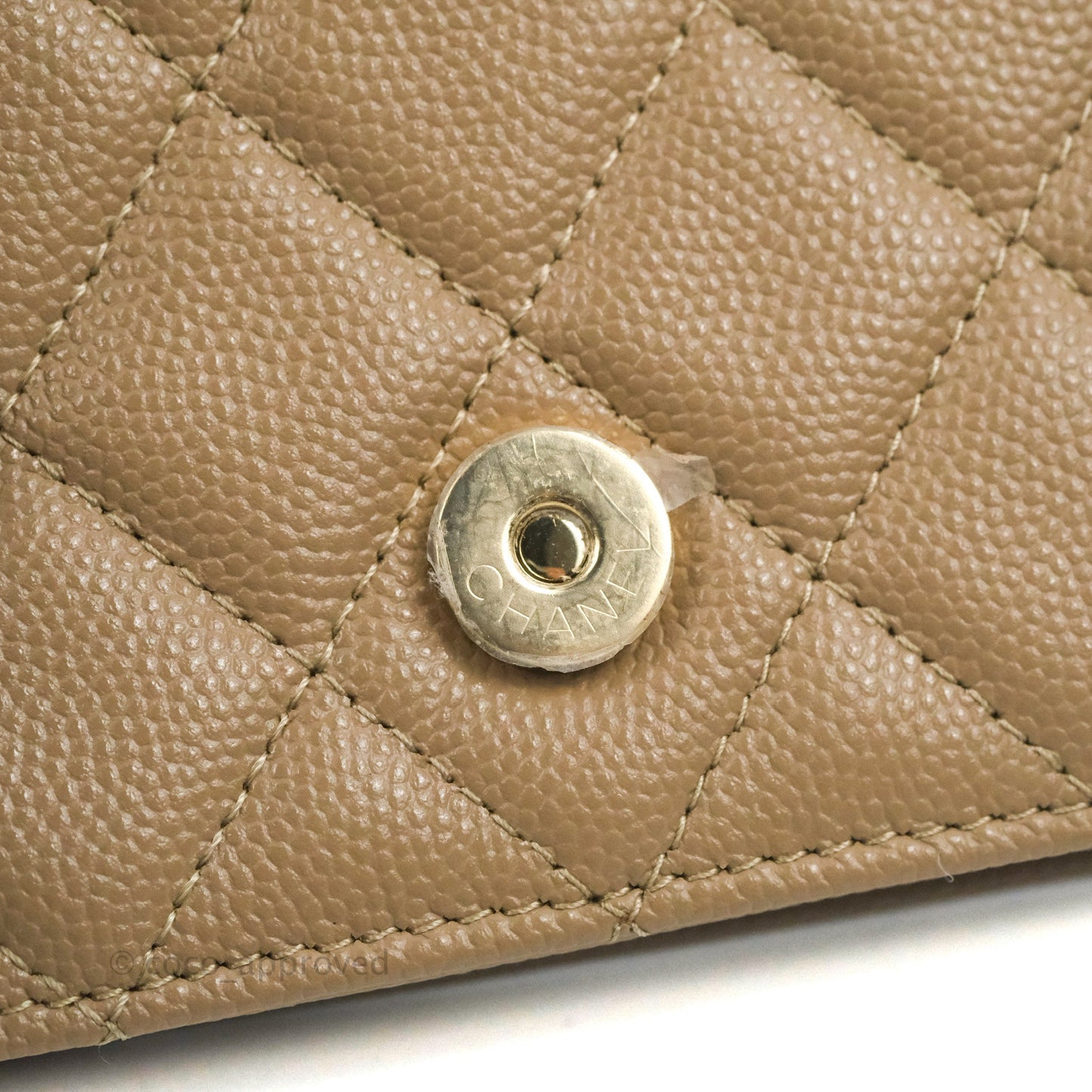 Chanel Mini Clutch With Chain Dark Beige Caviar Gold Hardware