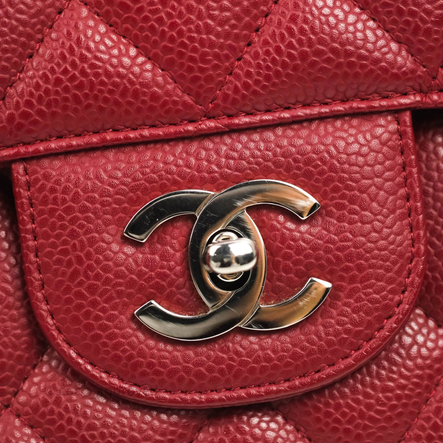 Chanel Jumbo Single Flap Burgundy Caviar Silver Hardware⁣⁣