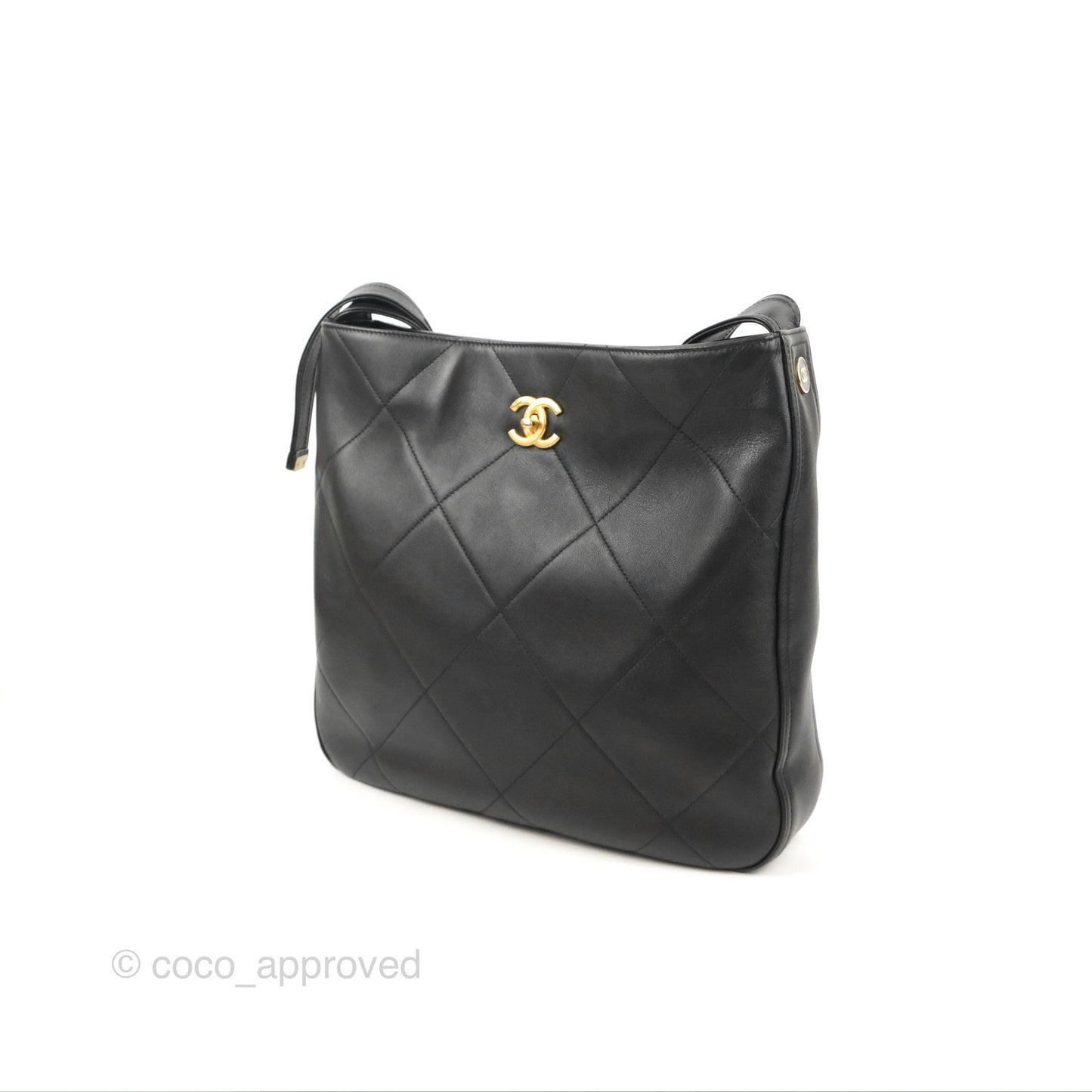 Chanel Large Stitched Easy Mood Hobo Black Calfskin