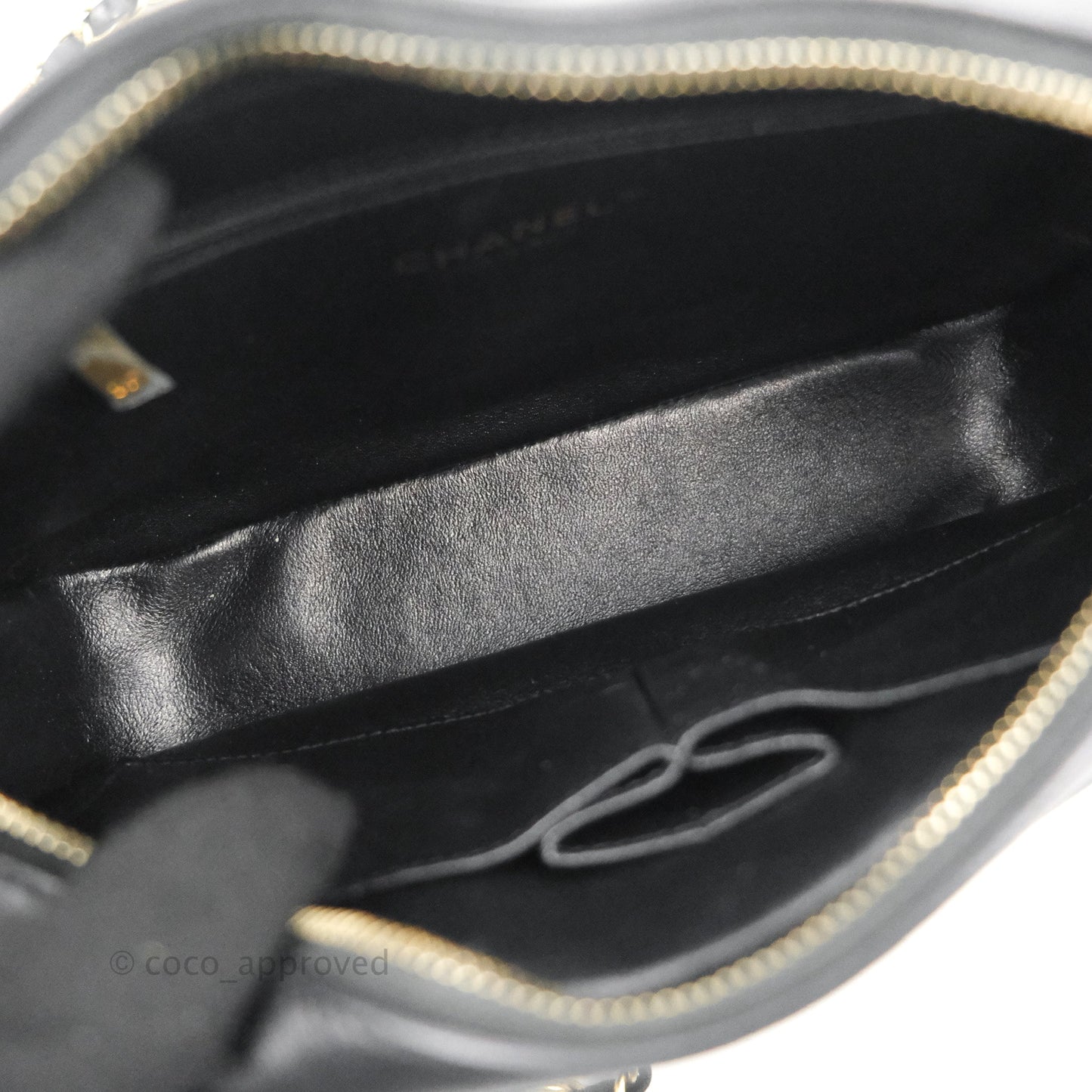 Chanel Quilted Camera Case Bag Black Lambskin Aged Gold Hardware