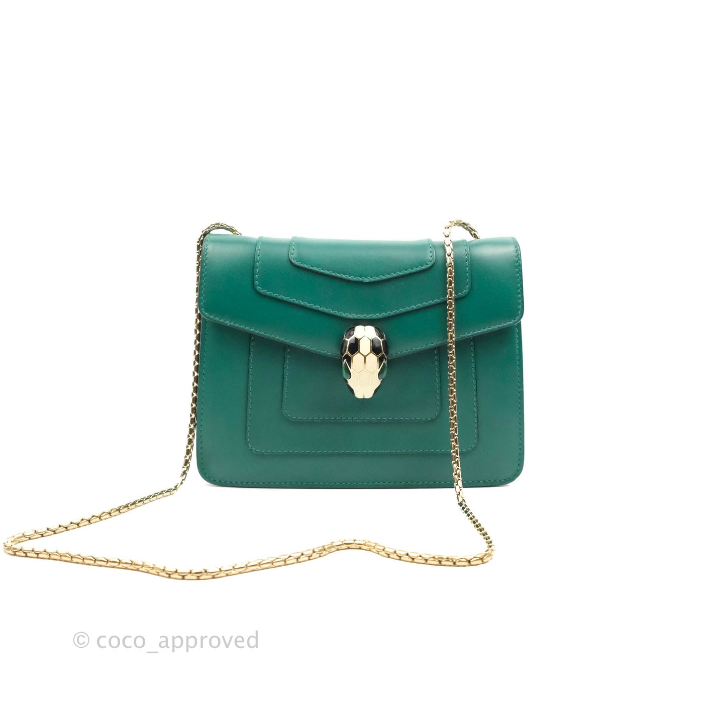 Bvlgari Serpenti Forever Small Crossbody Bag in Emerald Green Gold Hardware
