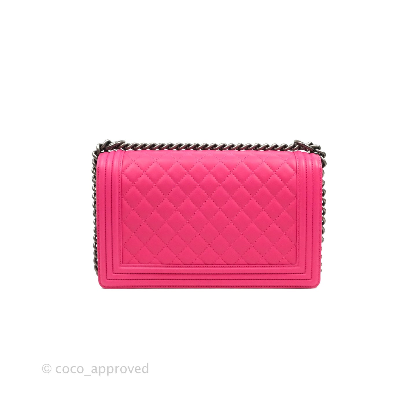 Chanel Quilted New Medium Boy Dark Pink Lambskin Ruthenium Hardware