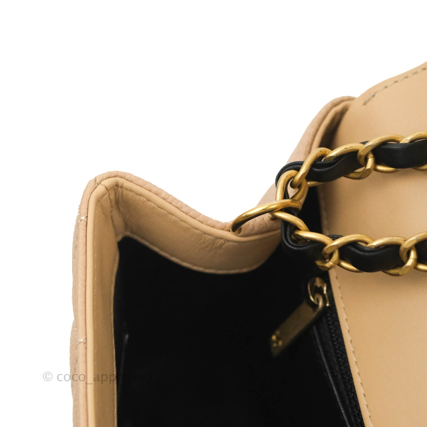 Chanel Quilted Medium CC Filigree Flap Beige Black Caviar