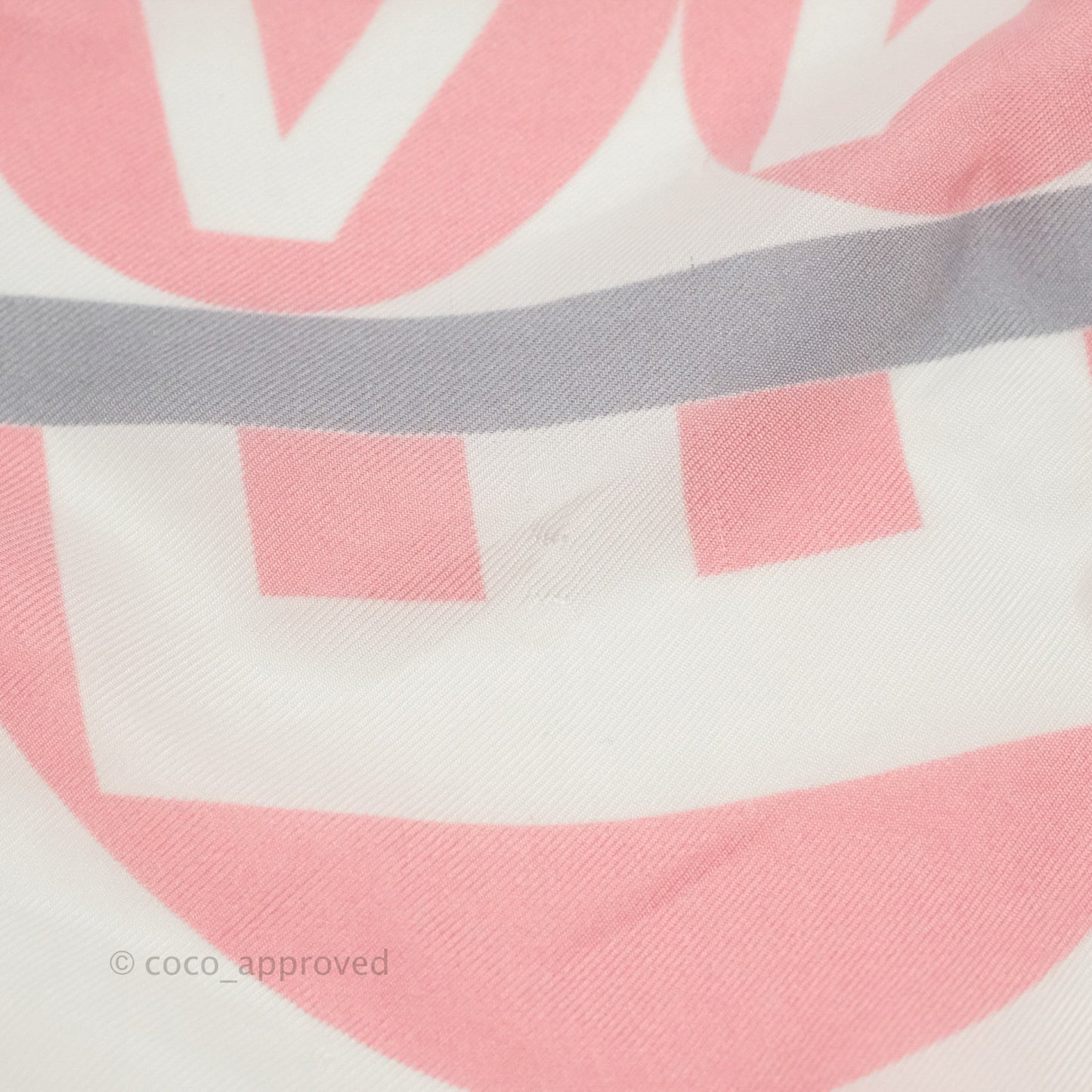 Chanel CC Silk Square Scarf 90 Grey/Pink/White