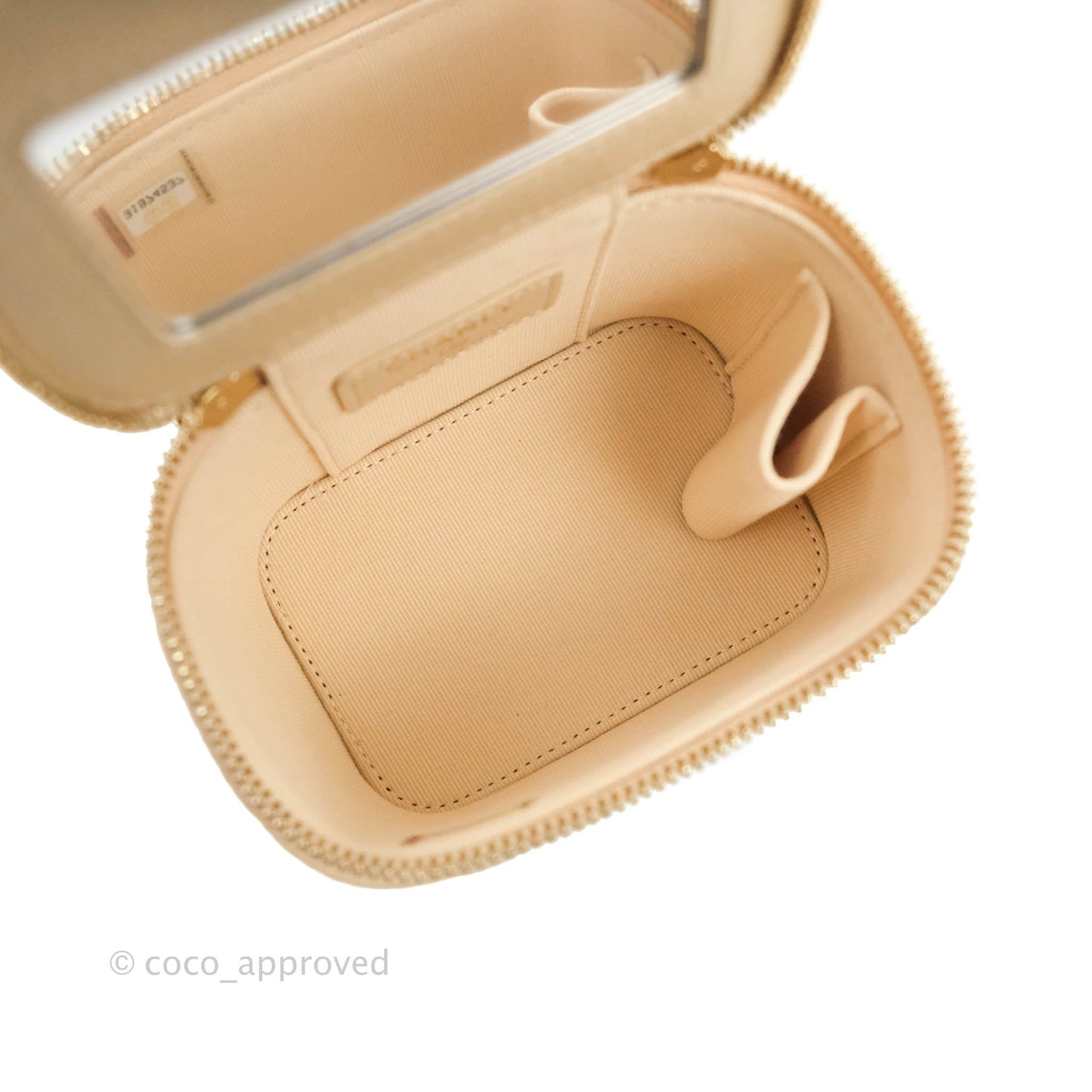 Chanel Classic Mini Vanity With CC Chain Light Beige Caviar Gold Hardware