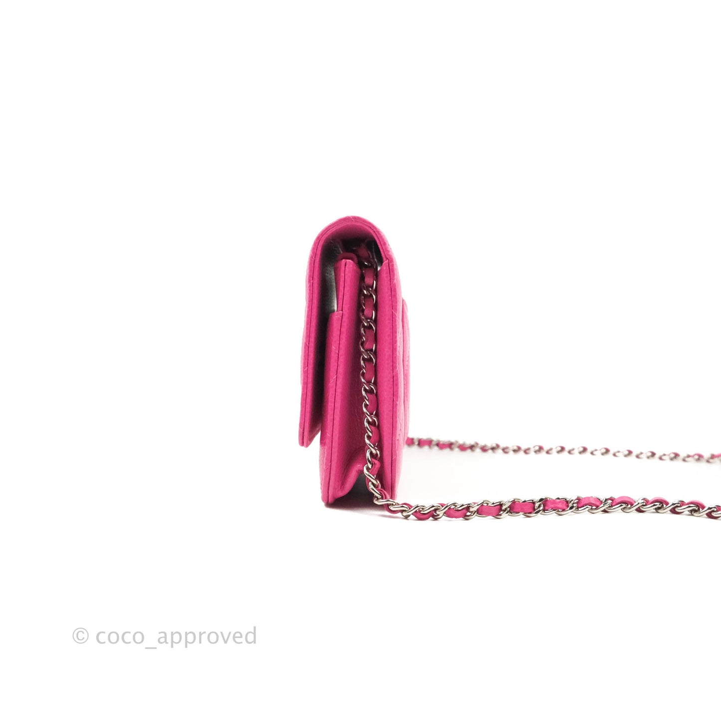 Chanel Quilted Wallet on Chain WOC Pink Caviar Silver Hardware