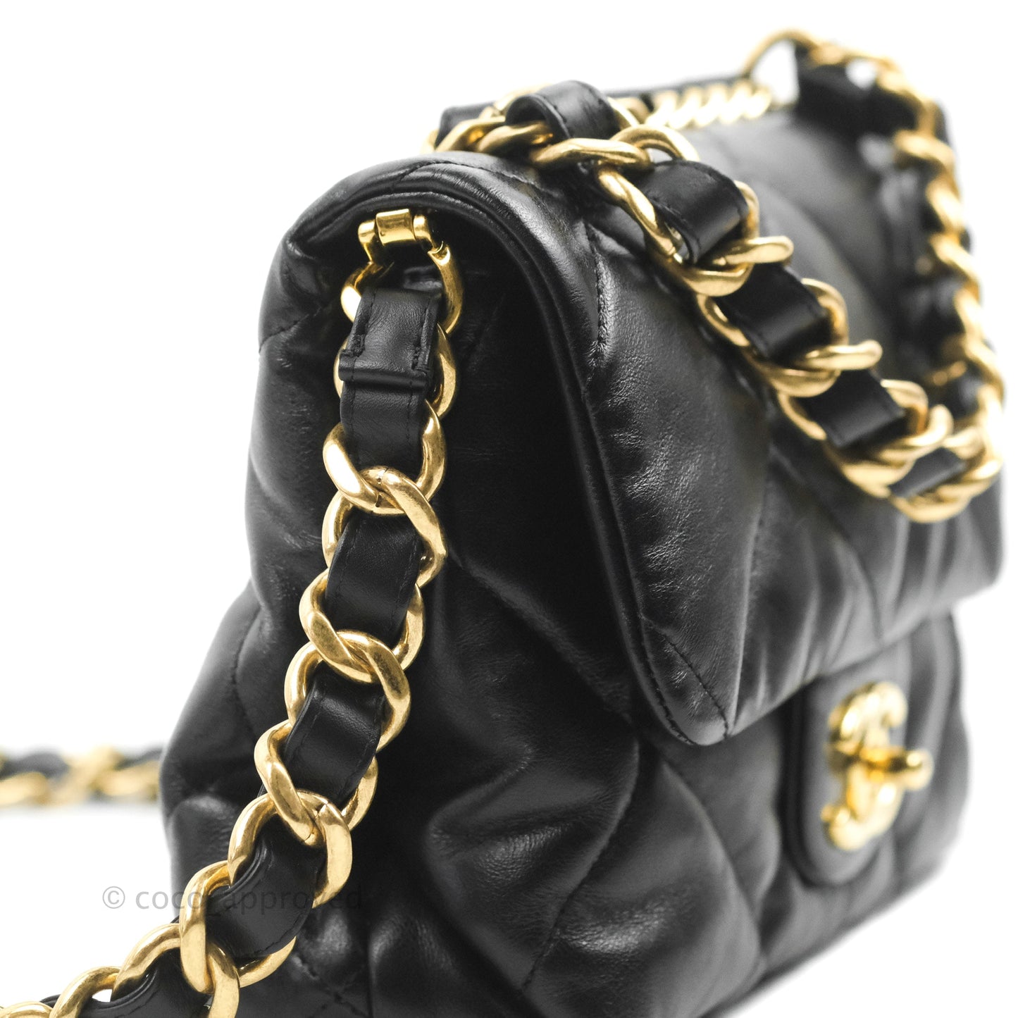 Chanel Small Flap Bag Black Lambskin Aged Gold Hardware 22-23FW