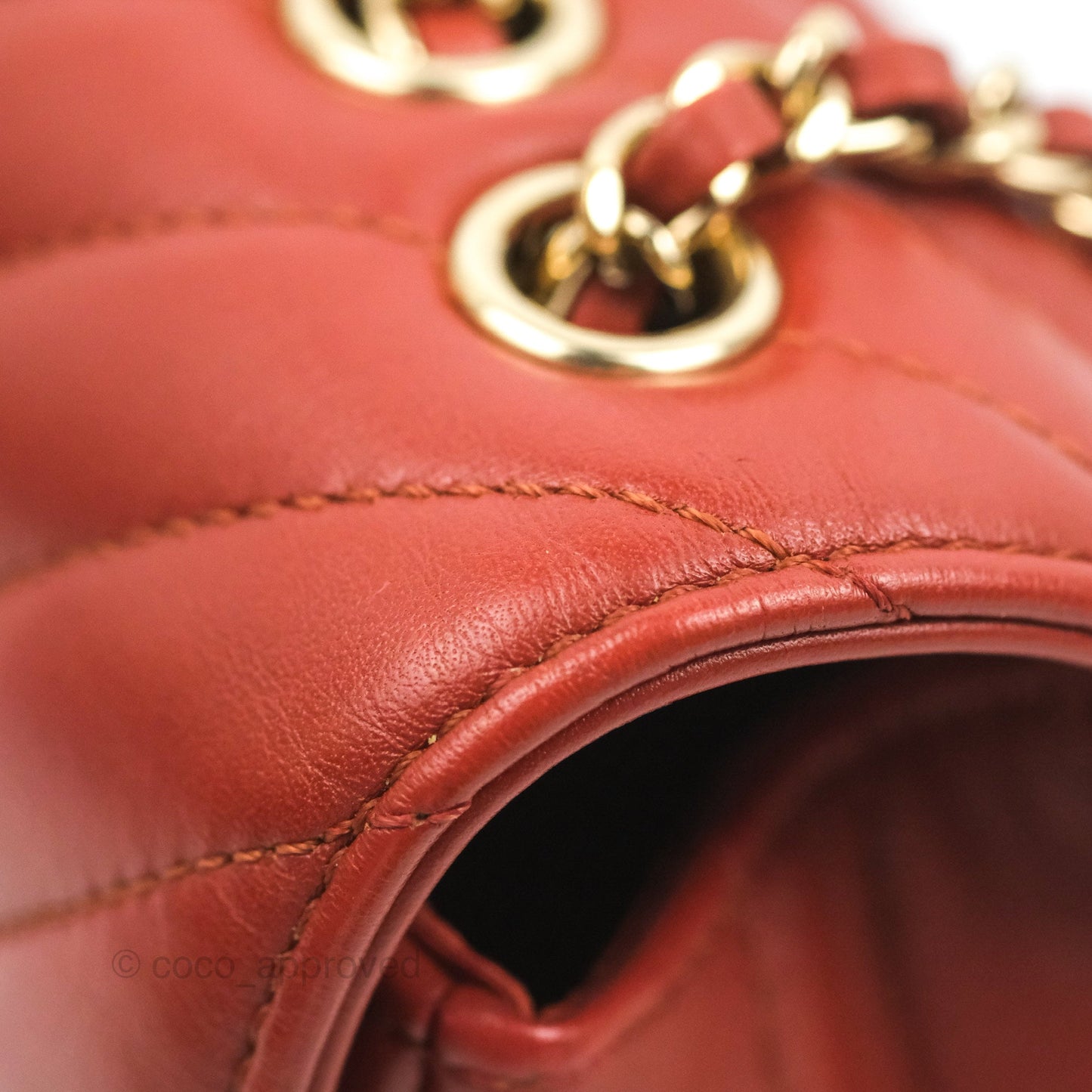 Chanel Small Statement Chevron Flap Bag Red Calfskin Gold Hardware