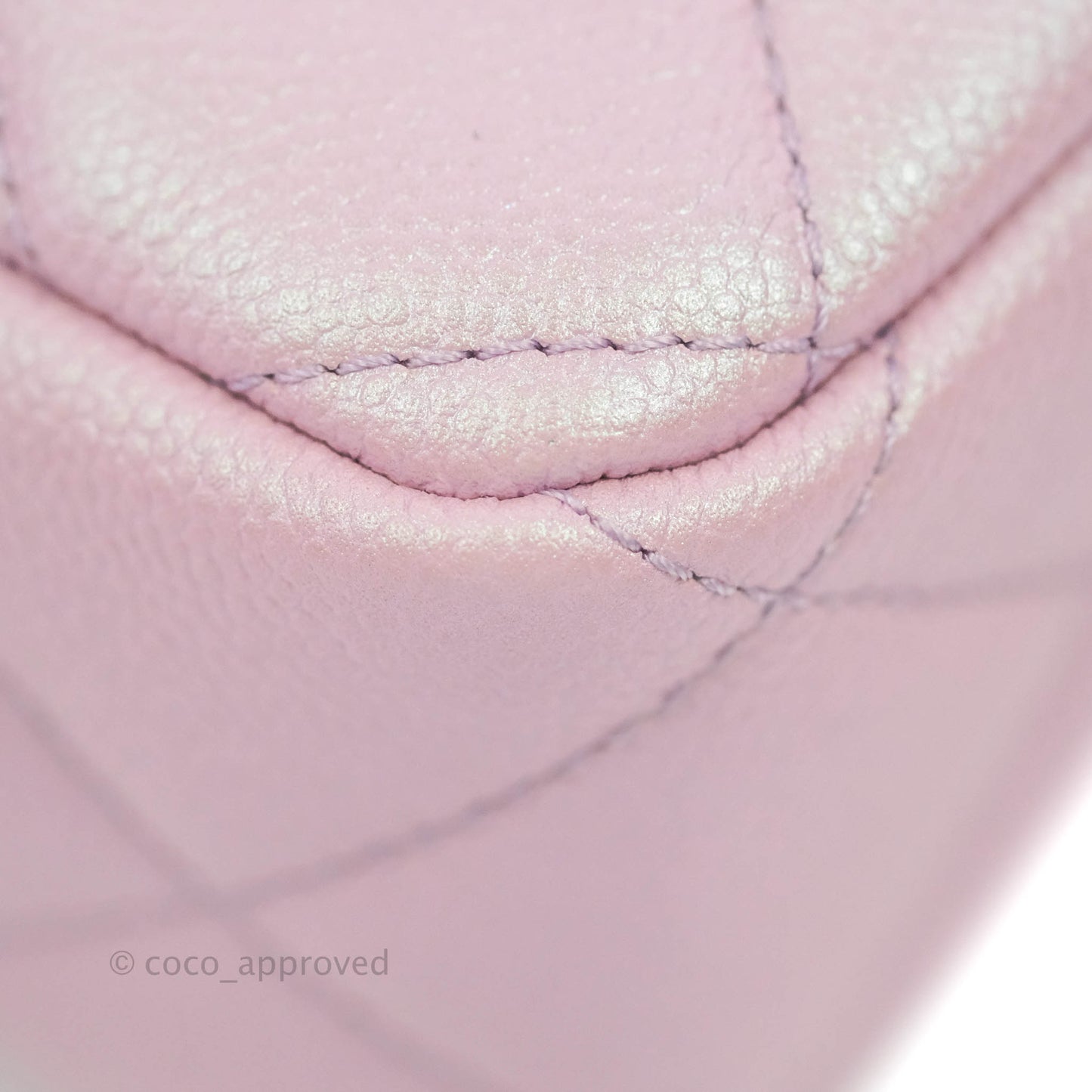 Chanel Quilted My Perfect Camera Case Iridescent Pink Caviar Aged Gold Hardware