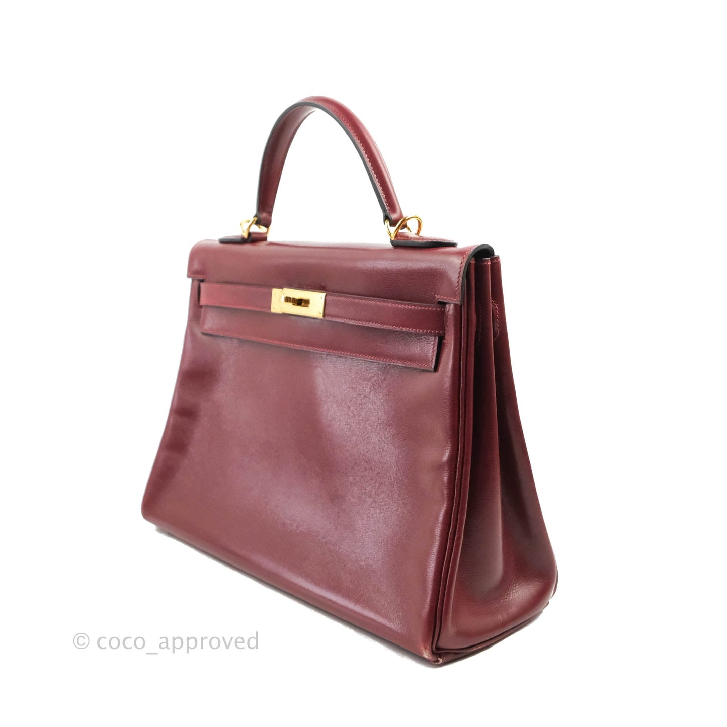 Hermès Vintage Kelly Retourne 32 Dark Red Gold Hardware