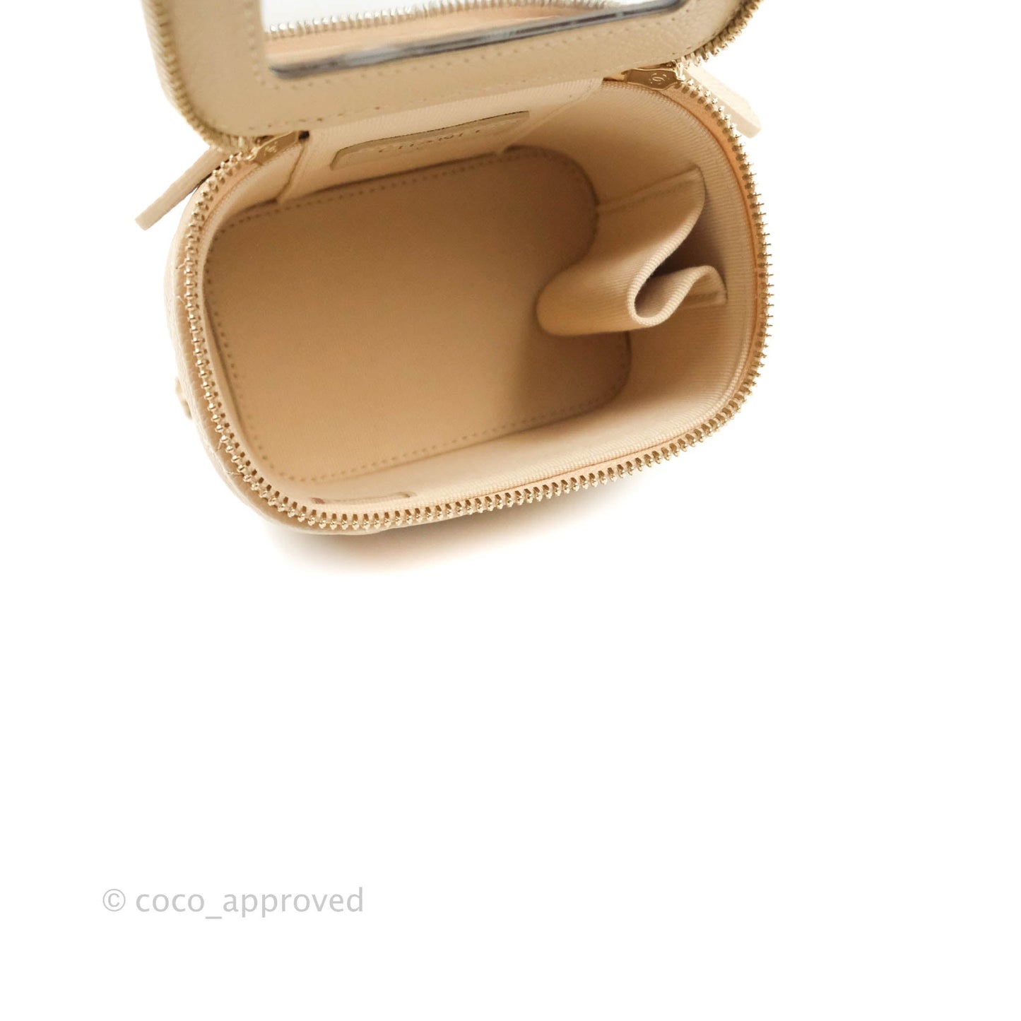 Chanel Classic Mini Vanity With CC Chain Light Beige Caviar Gold Hardware