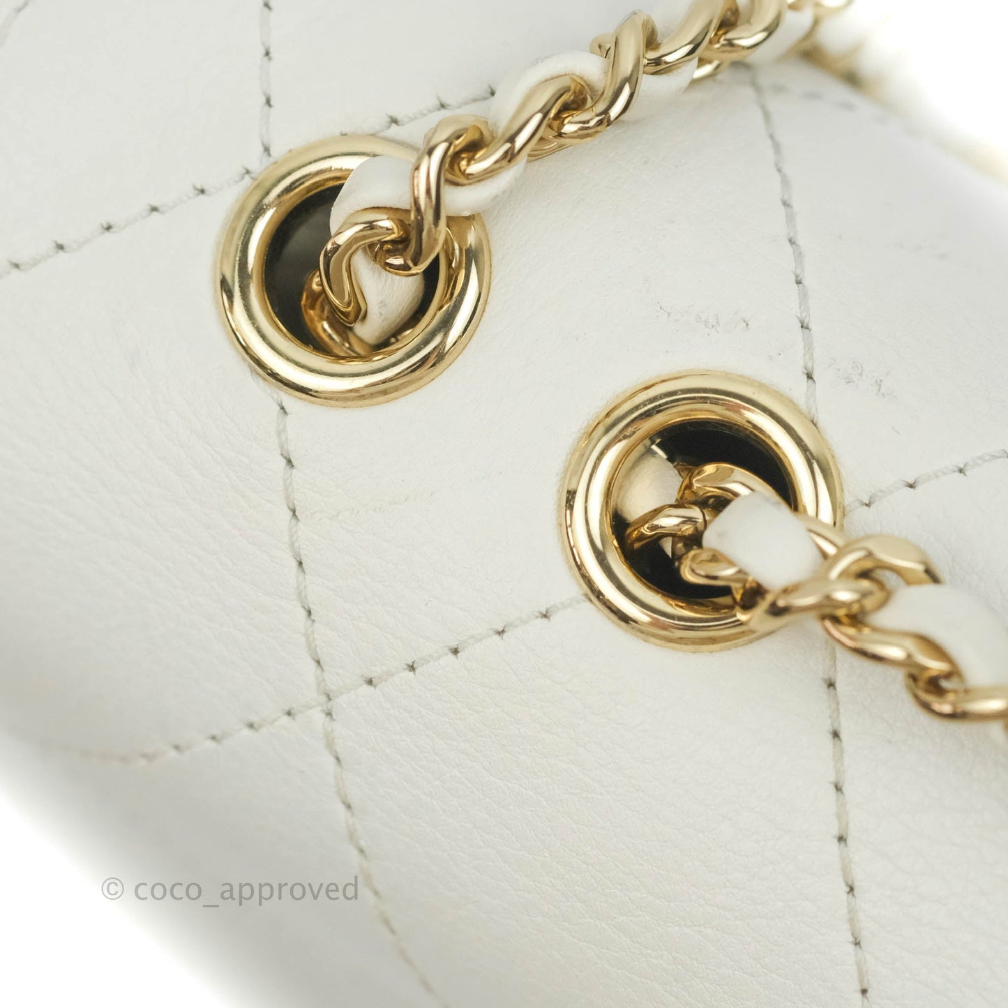 Chanel Flap Bag White Calfskin Gold Hardware 19S