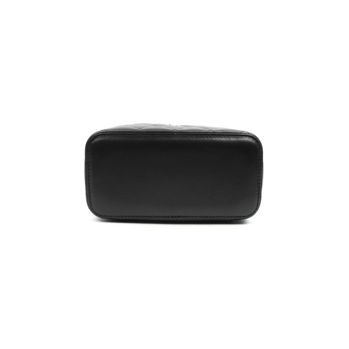 Chanel Classic Vanity Rectangular Top Handle With Chain Black Lambskin Aged Gold Hardware