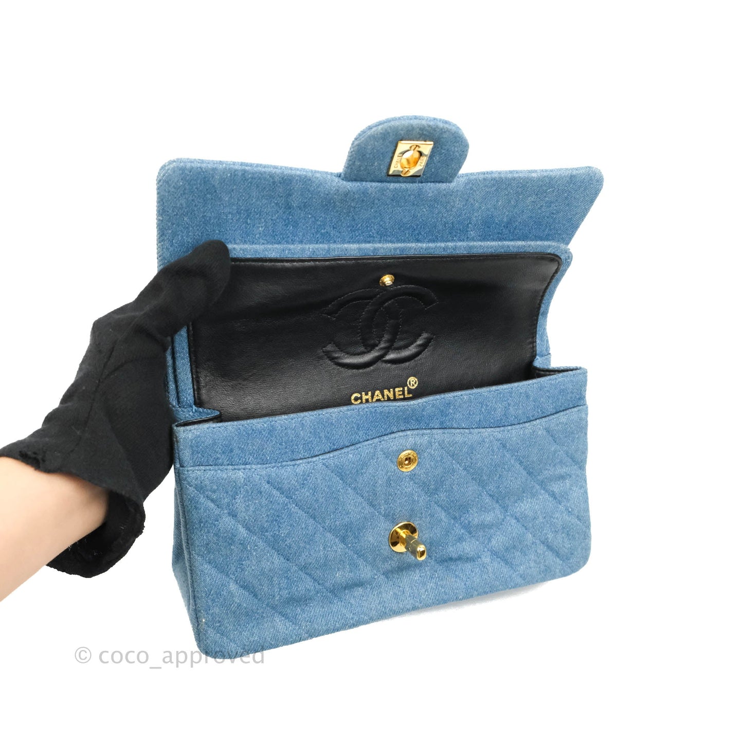 Chanel Vintage Classic Small S/M Flap Denim 24K Gold Hardware