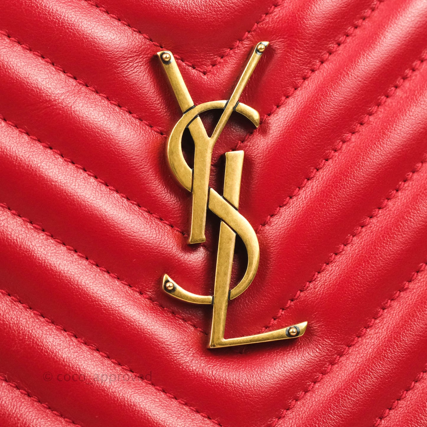Saint Laurent Lou Quilted Camera Bag Red Calfskin Gold Hardware