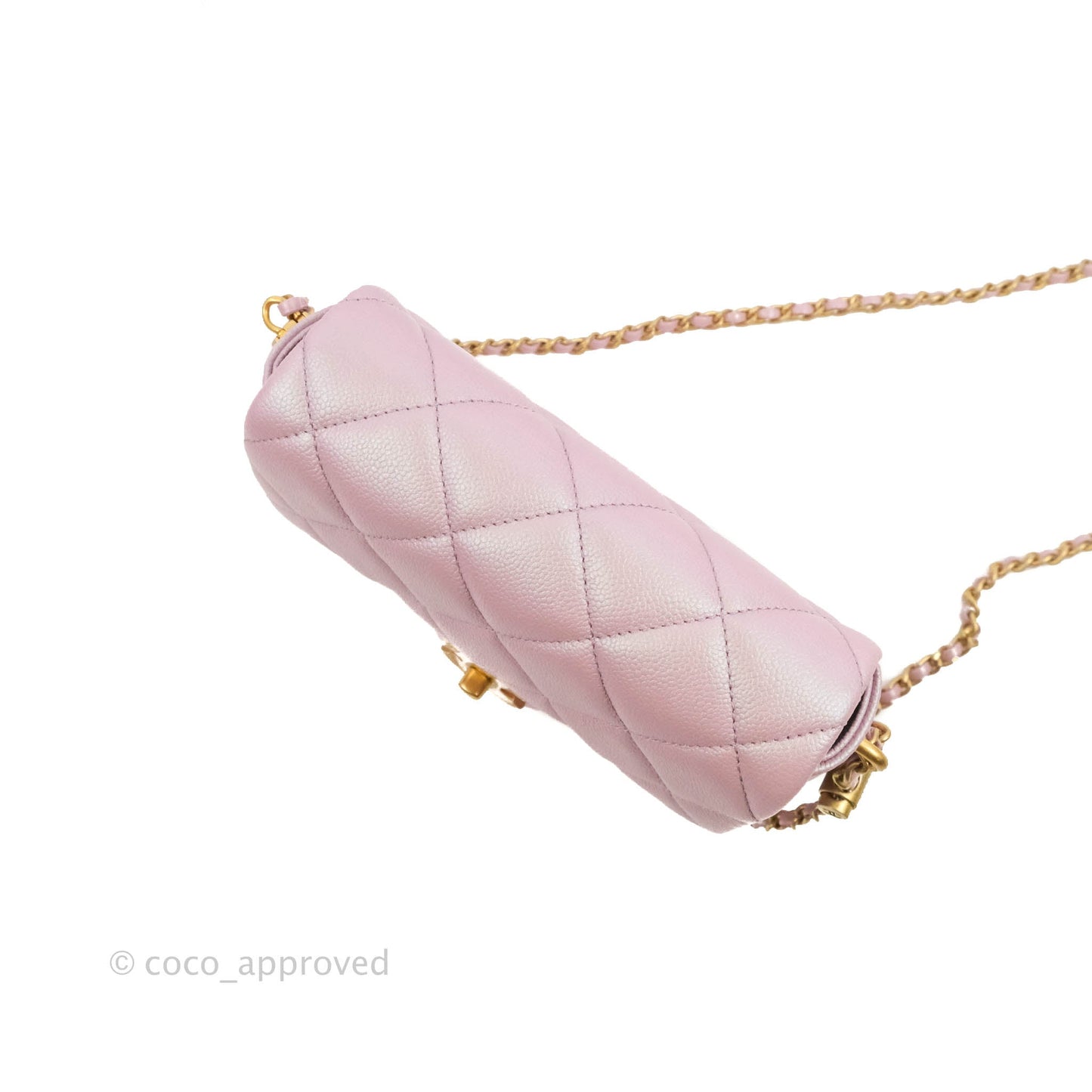 Chanel Quilted My Perfect Mini Iridescent Pink Caviar Aged Gold Hardware 21K