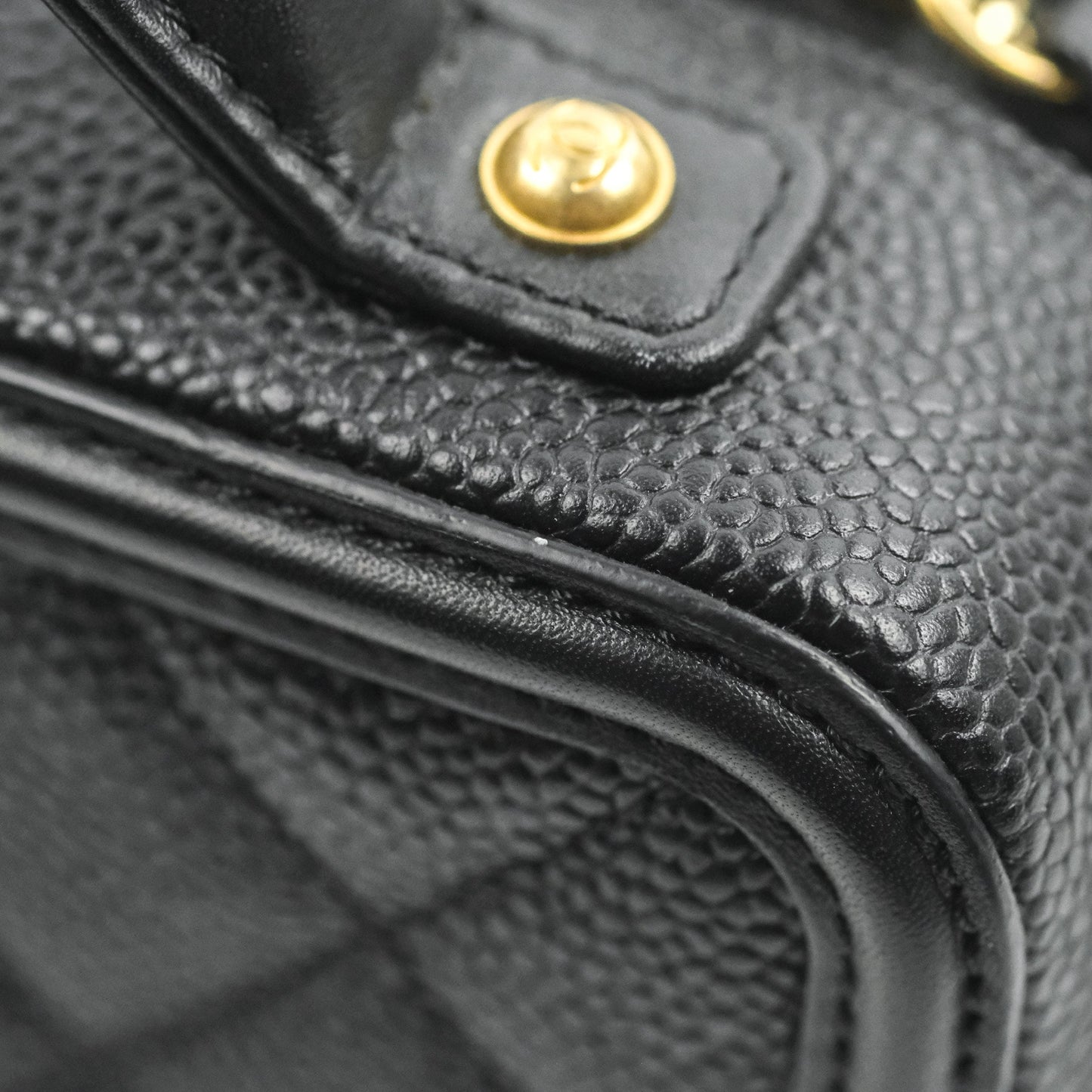 Chanel Quilted Small CC Filigree Vanity Case Black Caviar