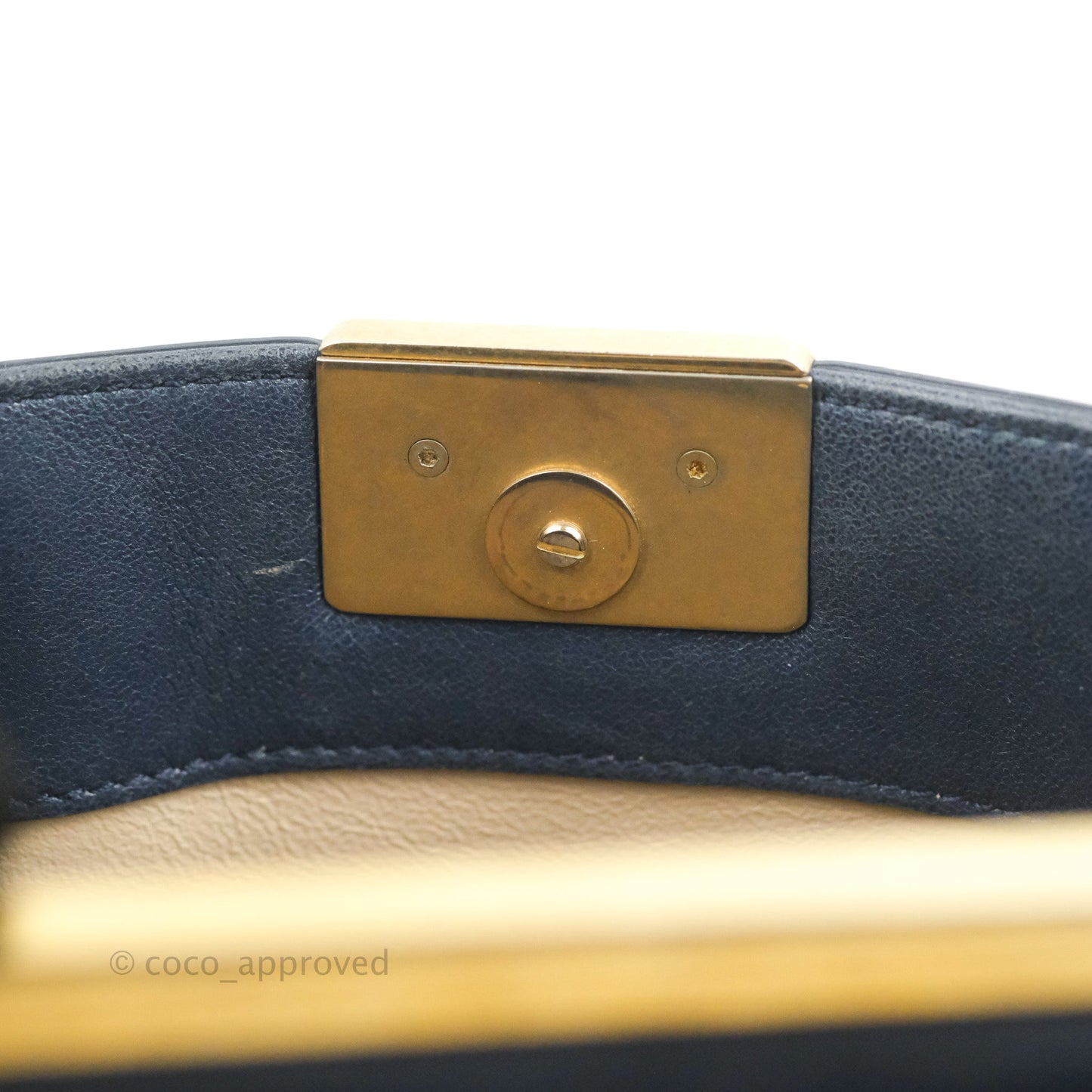 Chanel Flat Quilted Coco Luxe Large Shopping Bag Navy Aged Gold Hardware 18P