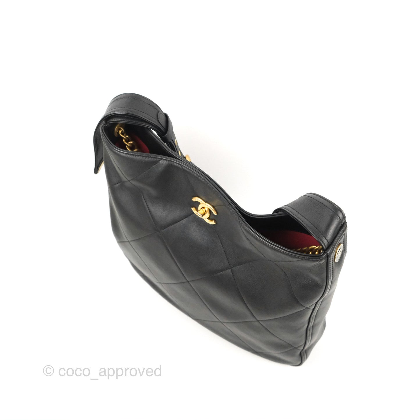 Chanel Large Stitched Easy Mood Hobo Black Calfskin