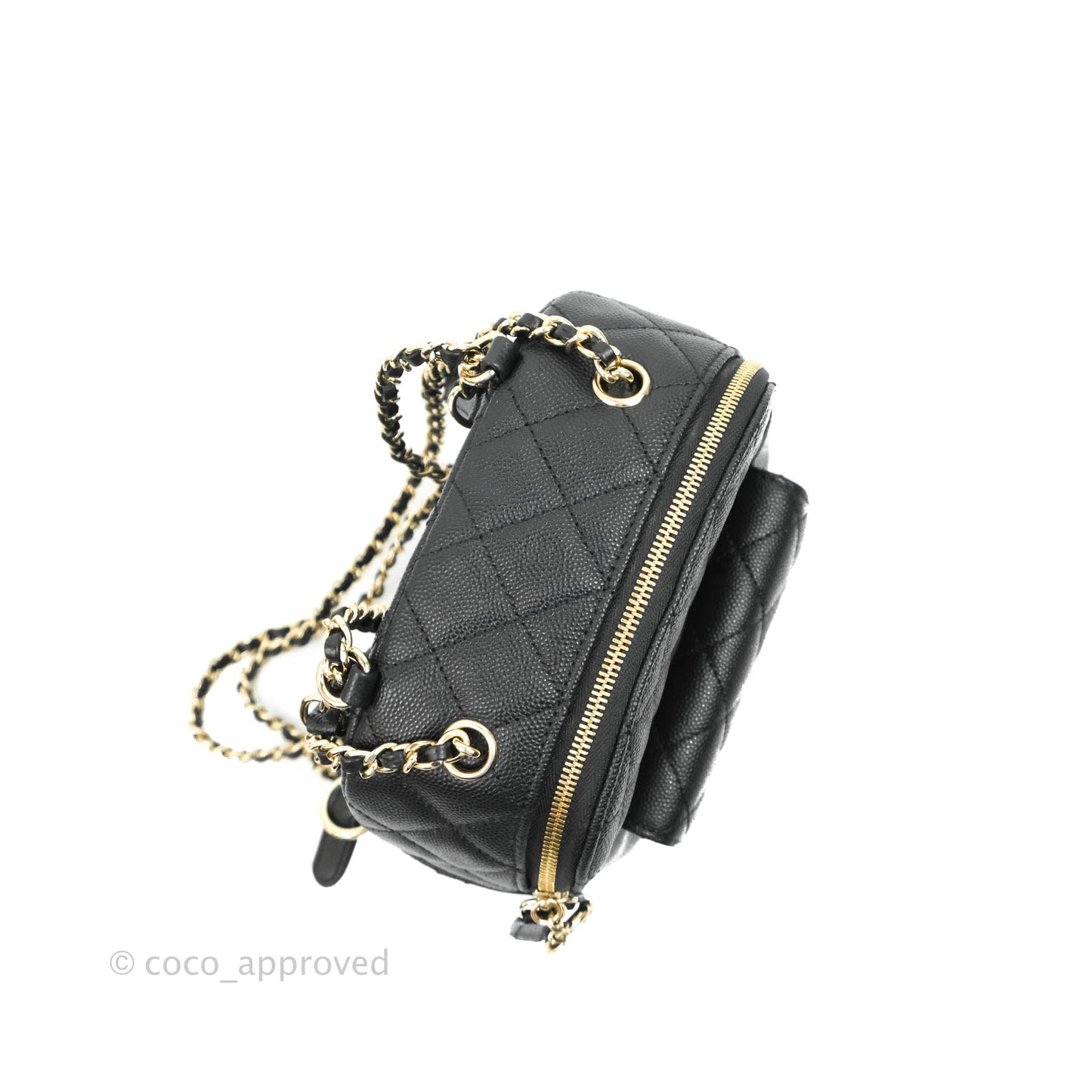 Chanel Quilted Small CC Day Backpack Black Caviar Gold Hardware