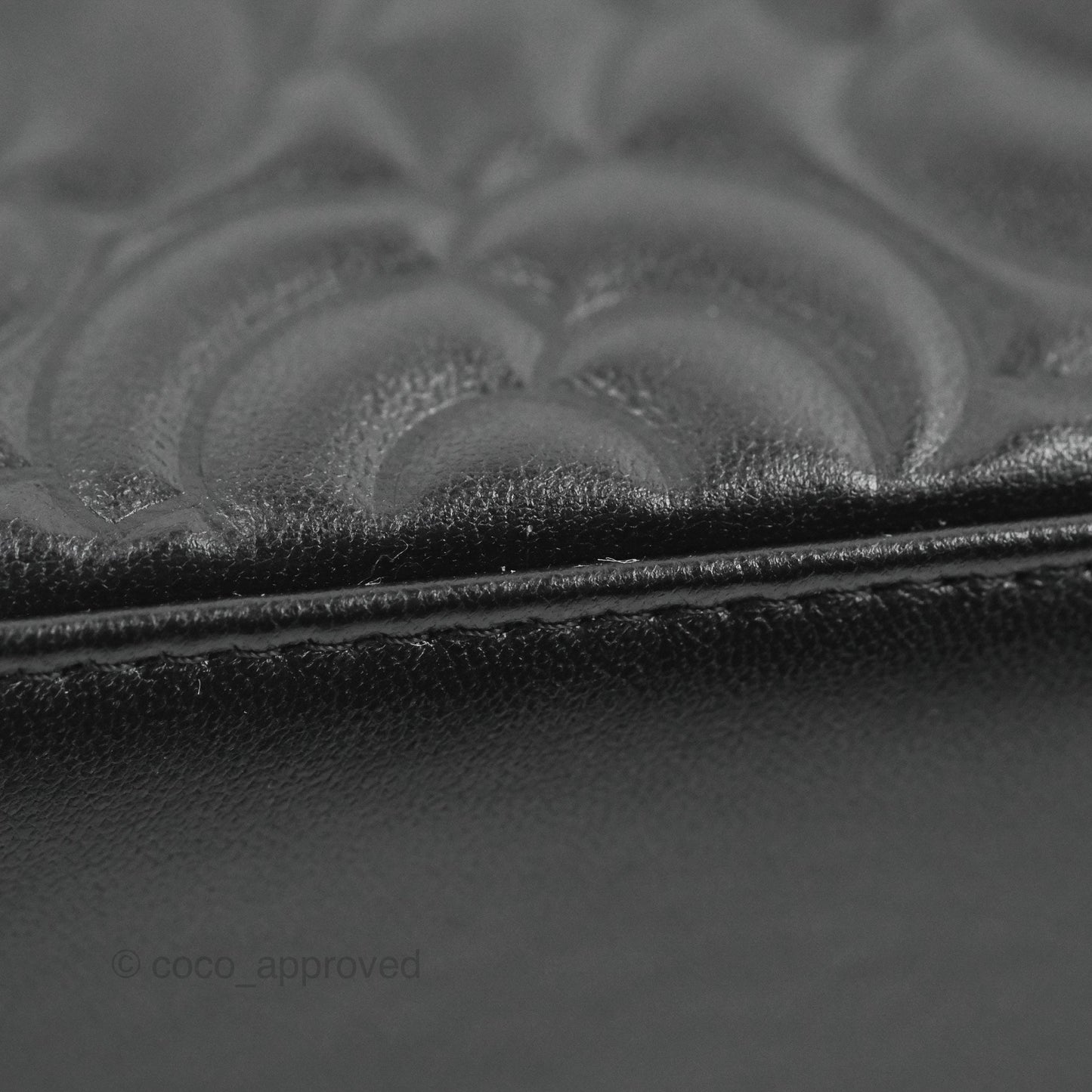Chanel Vanity Rectangular Camellia Embossed Black Lambskin Gold Hardware