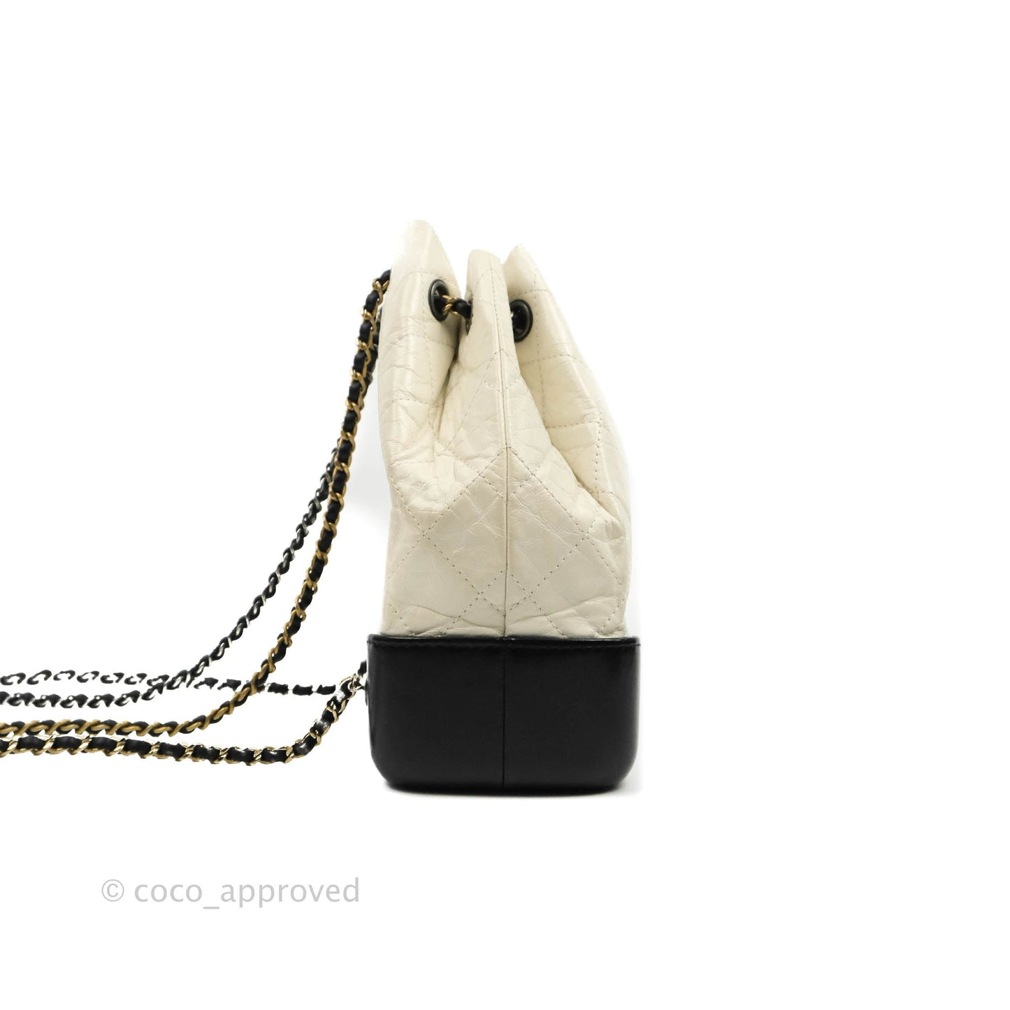 Chanel Small Gabrielle Backpack White Black Aged Calfskin