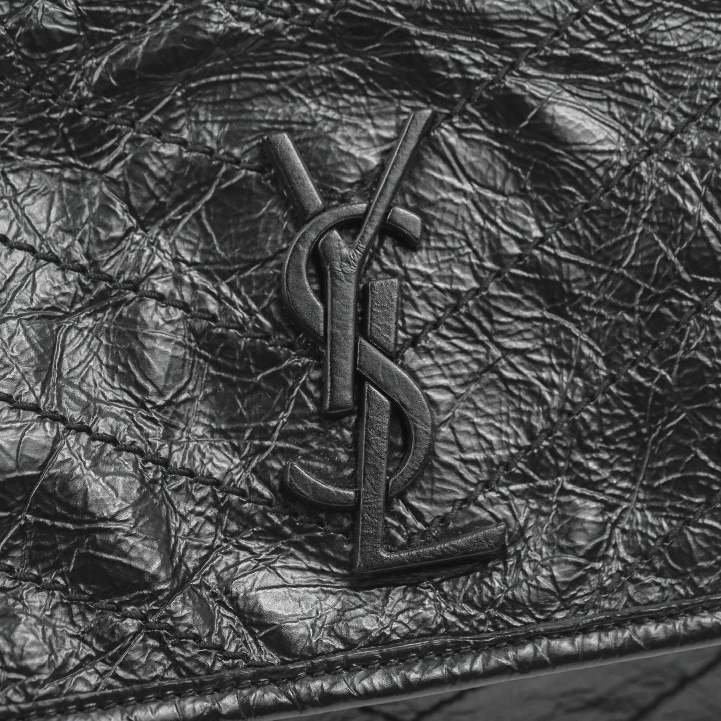Saint Laurent Medium Niki Chain Bag Crinkled Calfskin Black