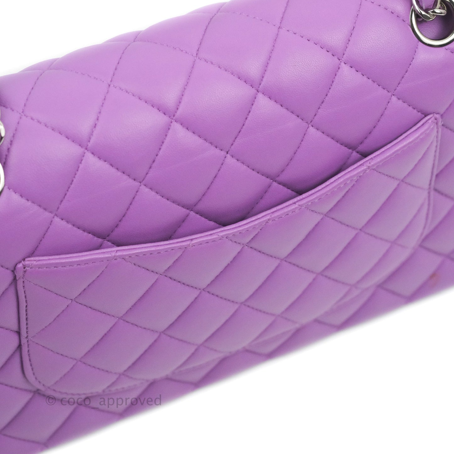 Chanel Classic M/L Medium Flap Quilted Purple Lambskin Silver Hardware 20C