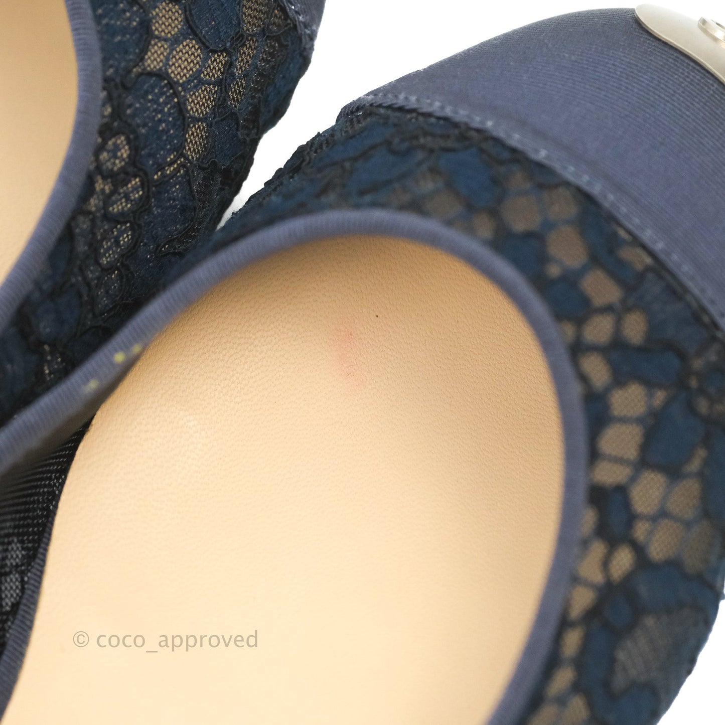 Chanel Lace Ballerina Flats Navy Size 38