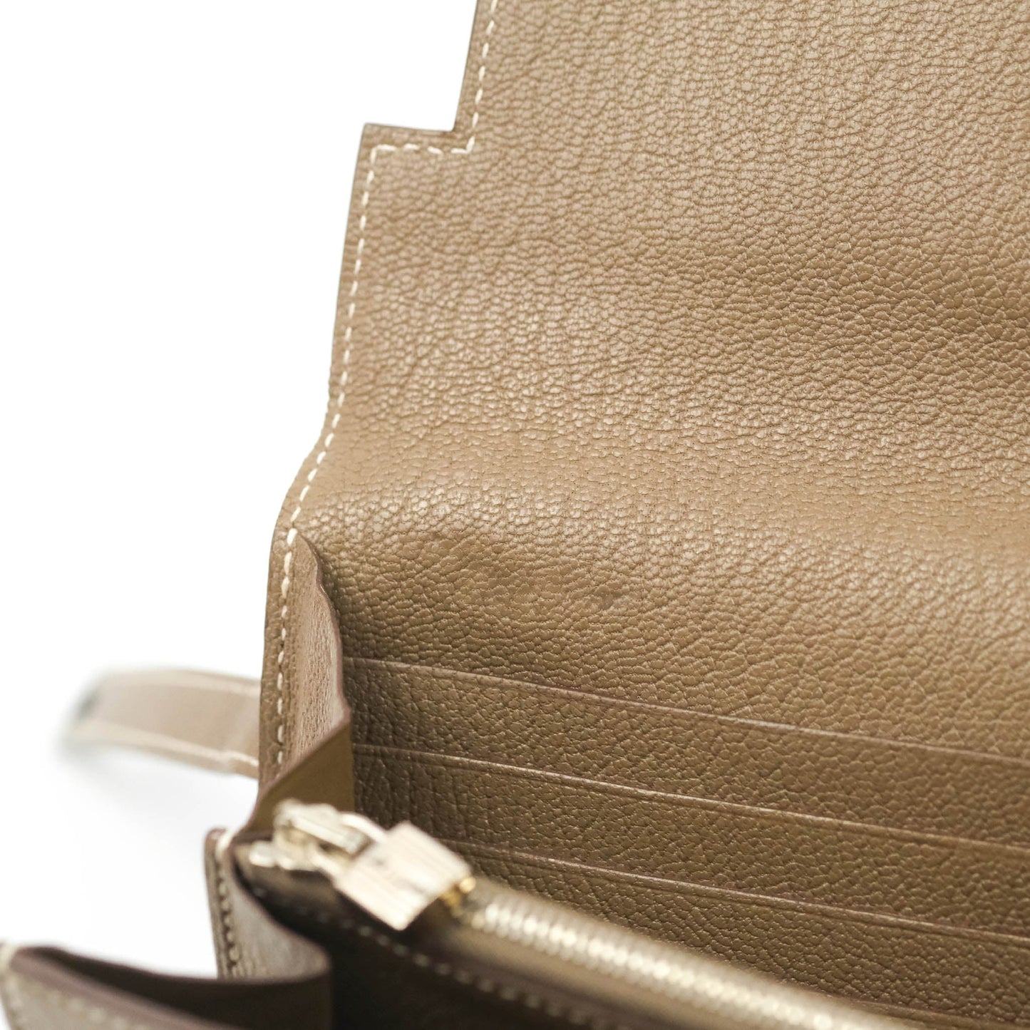 Hermès Kelly Wallet Etoupe Chevre Mysore Palladium Hardware