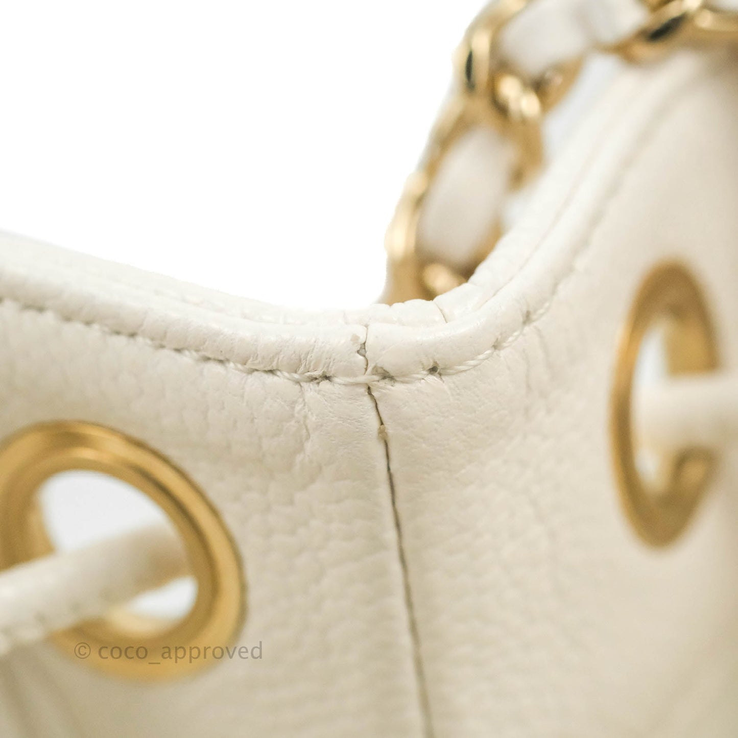 Chanel Business Affinity Drawstring Bucket Bag White Caviar Gold Hardware