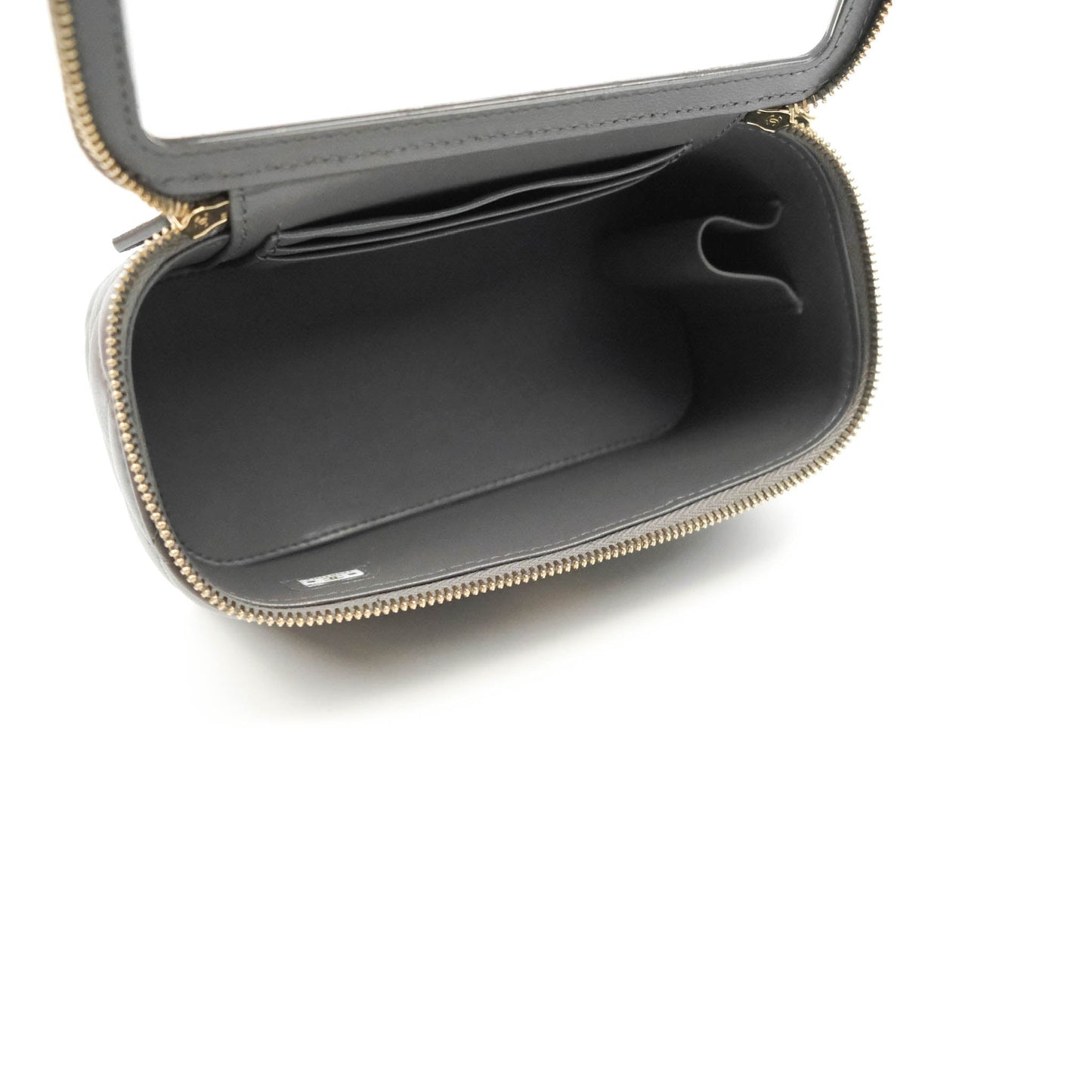 Chanel Vanity Rectangular Top Handle Grey Lambskin Gold Hardware