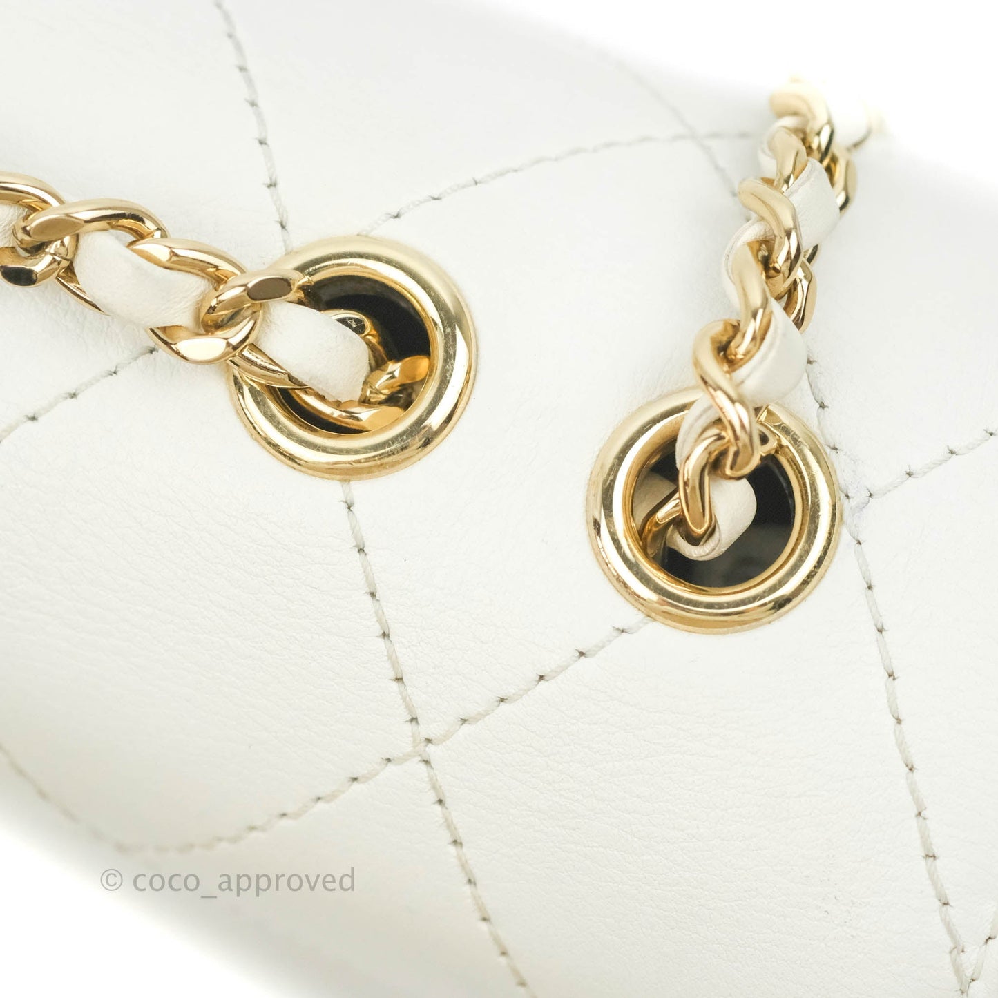 Chanel Flap Bag White Calfskin Gold Hardware 19S